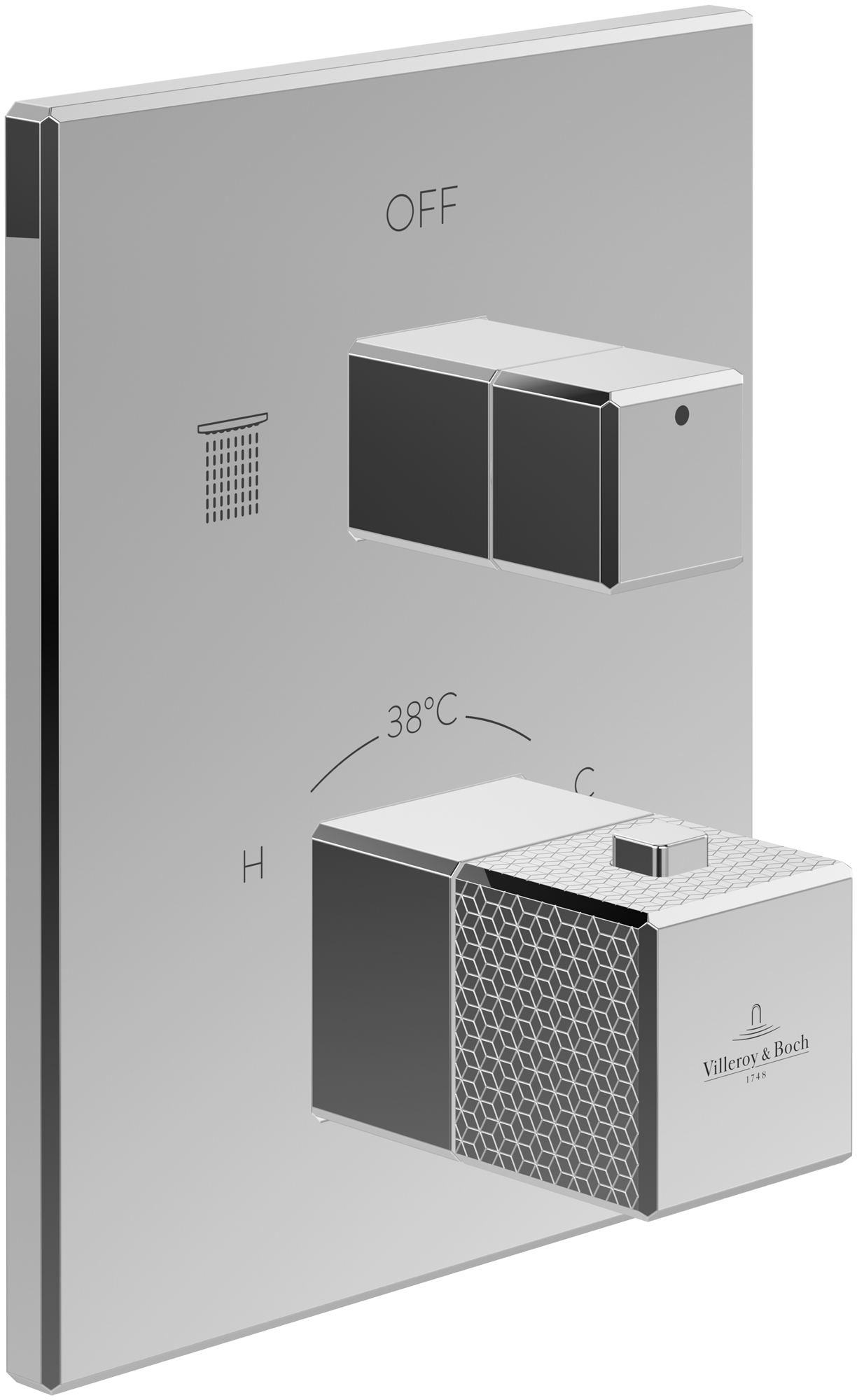 Villeroy & Boch Mettlach Inbouwthermostaat met tweeweg stopkraan , Chrome