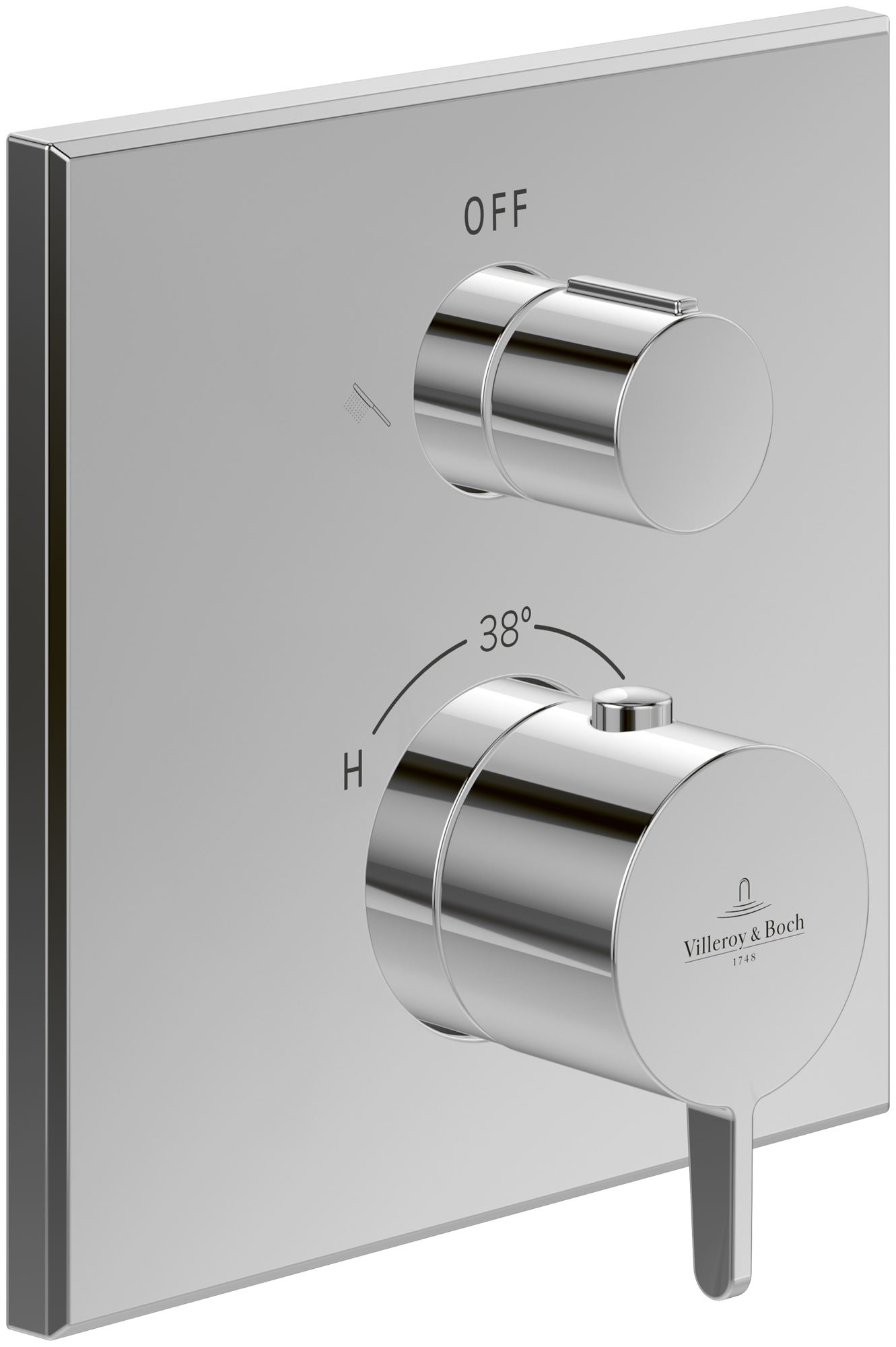 Villeroy & Boch Conum Unterputz-Thermostat mit Zweiwege-Mengenregulierung, Chrom