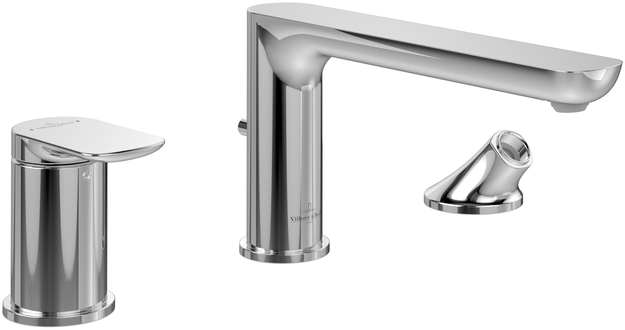 Villeroy & Boch O.novo Three-hole bath rim mixer, Chrome