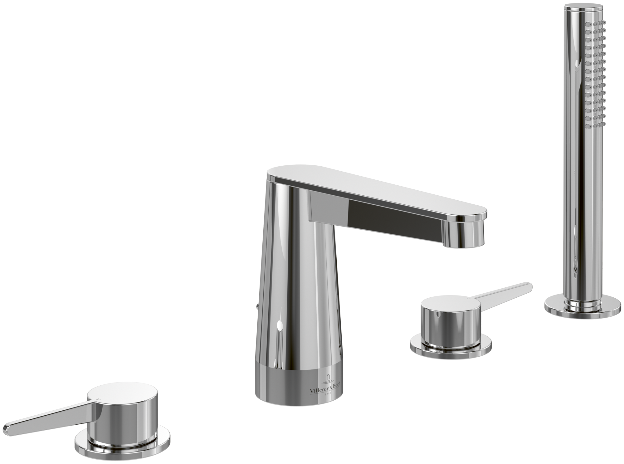 Villeroy & Boch Conum Robinetterie pour rebord de baignoire à quatre trous, Chrome