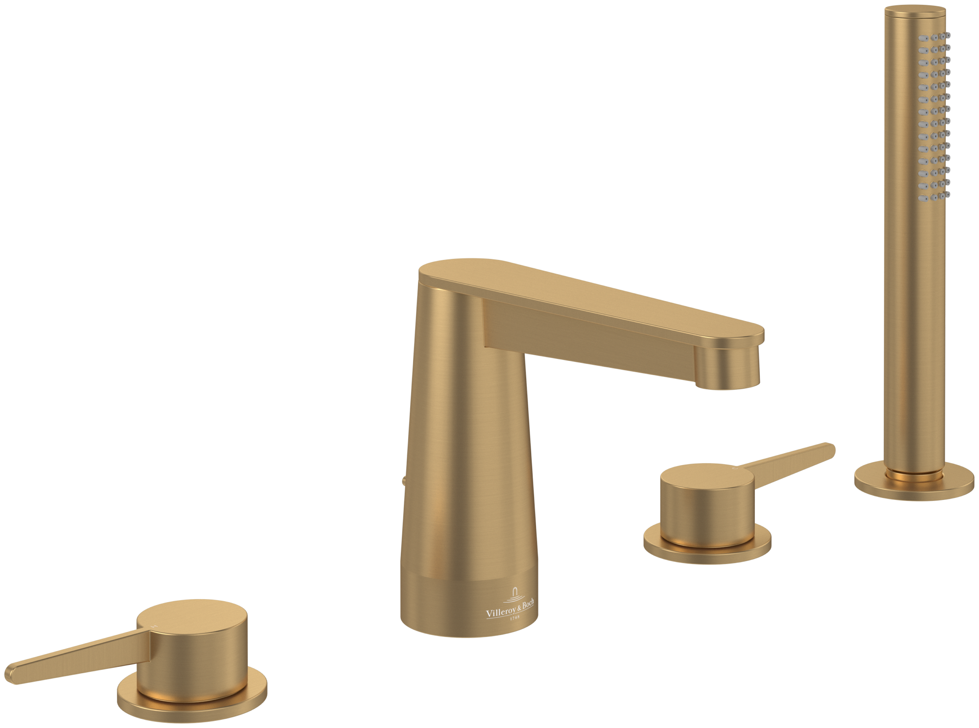 Villeroy & Boch Conum Robinetterie pour rebord de baignoire à quatre trous, Brushed Gold