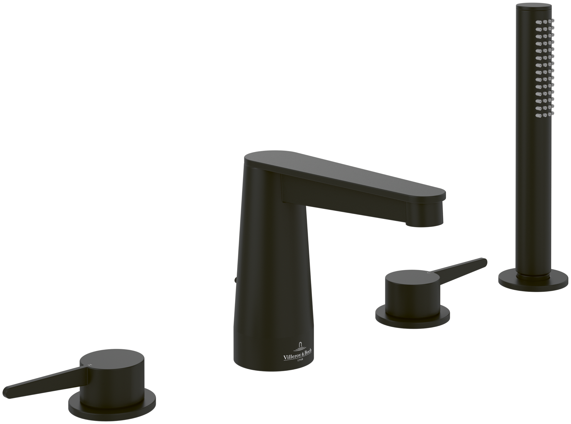 Villeroy & Boch Conum Robinetterie pour rebord de baignoire à quatre trous, Matt Black
