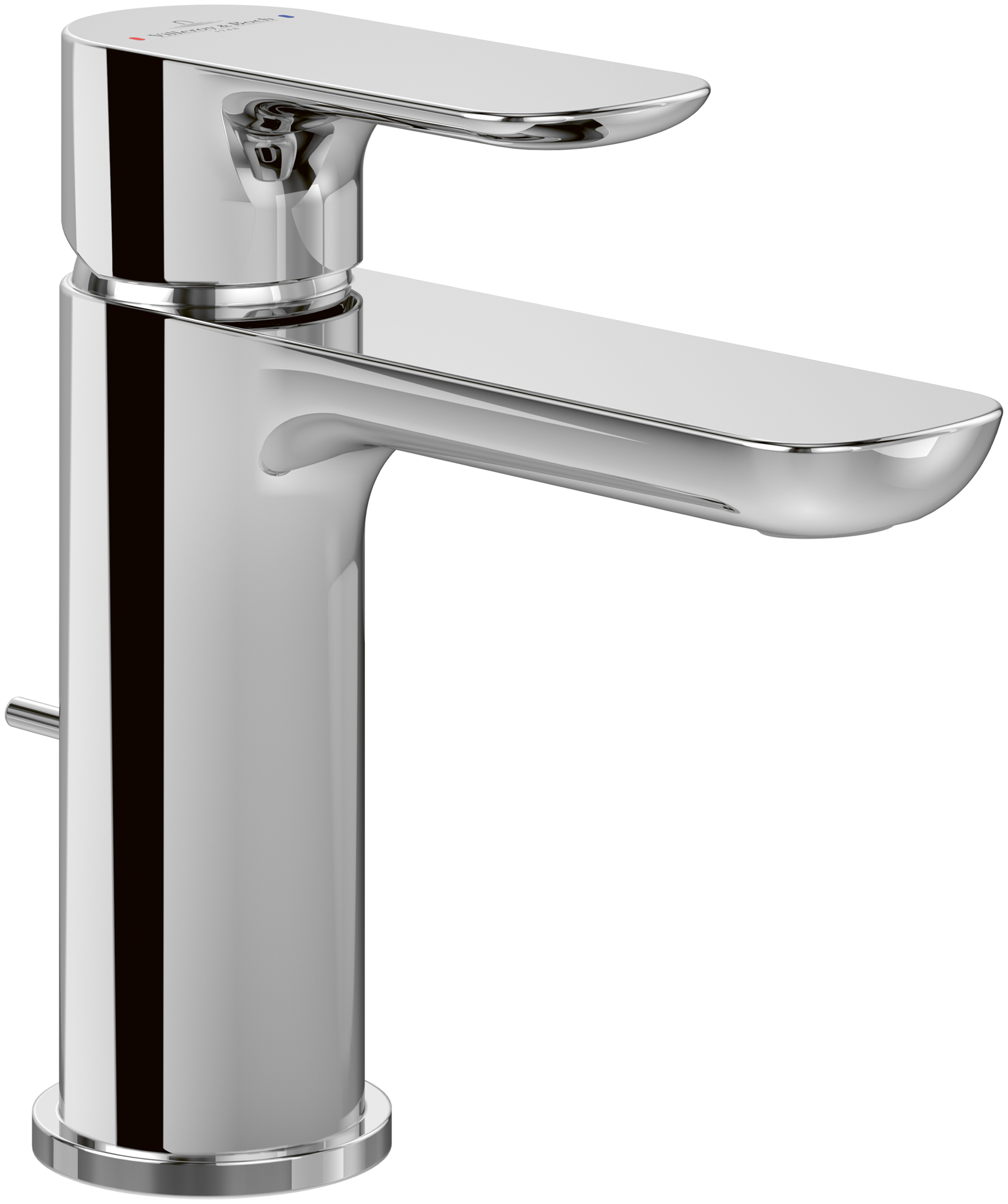 Villeroy & Boch O.novo Single-lever basin mixer, With push/pull rod lever and pop-up waste, Chrome