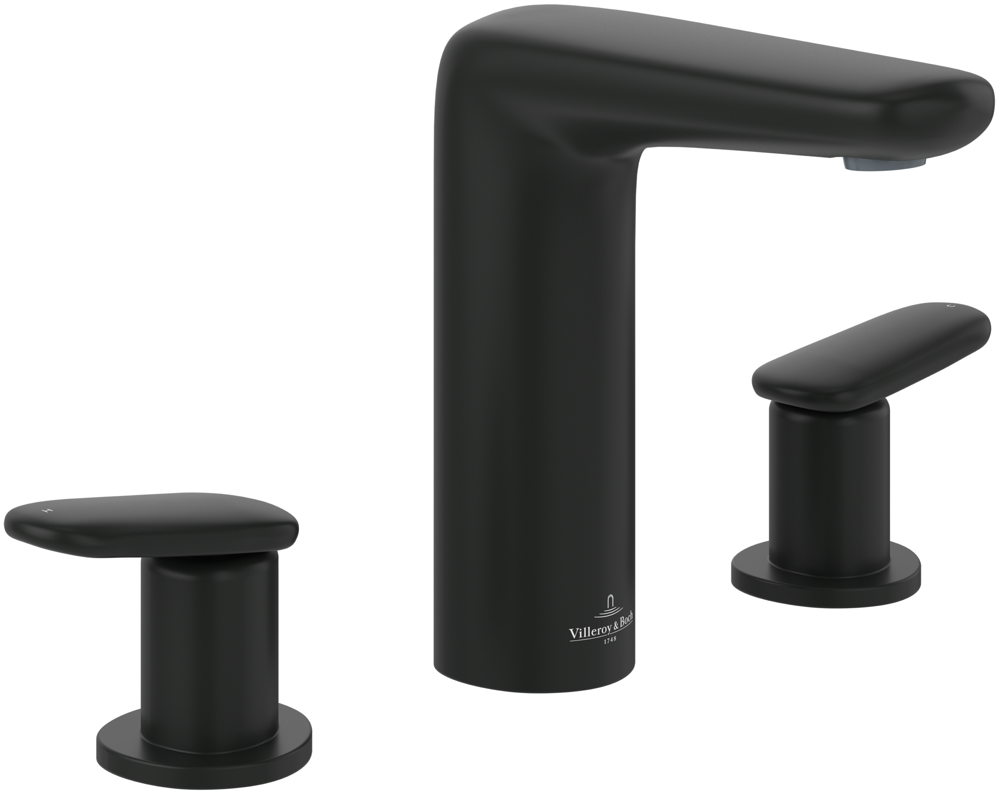 Villeroy & Boch Antao Three-hole basin mixer, With push-open waste, Matt Black