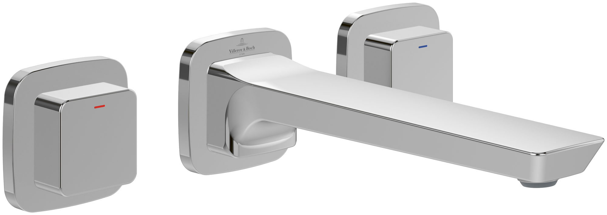 Villeroy & Boch Subway 3.0 Three-hole bath rim mixer with hand shower , Chrome