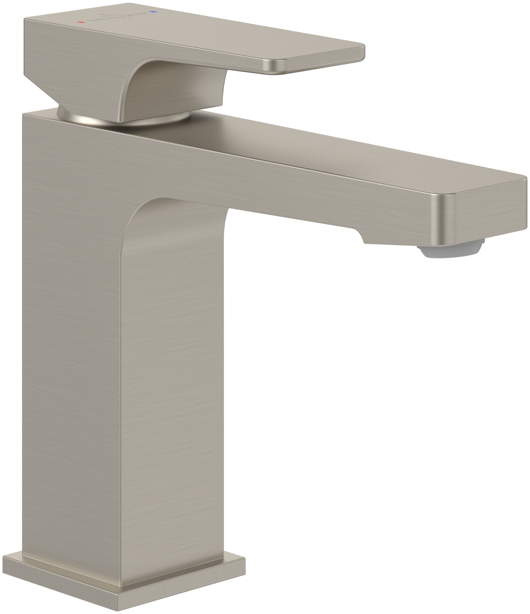 Villeroy & Boch Architectura Square Einhebel-Waschtischarmatur, Mit Zugstangen- Ablaufgarnitur, Brushed Nickel Matt