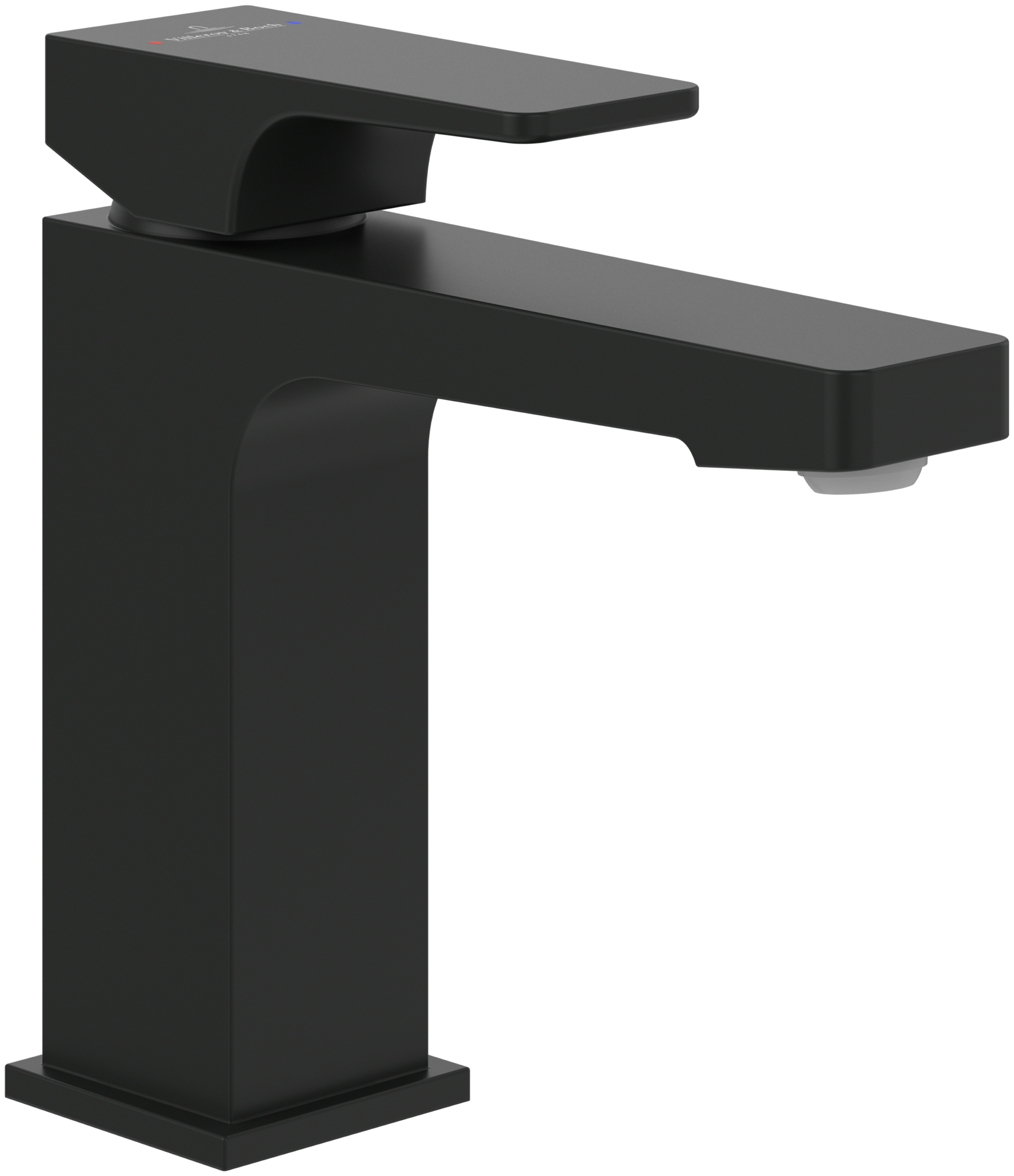 Villeroy & Boch Architectura Square Einhebel-Waschtischarmatur, Mit Zugstangen- Ablaufgarnitur, Matt Black