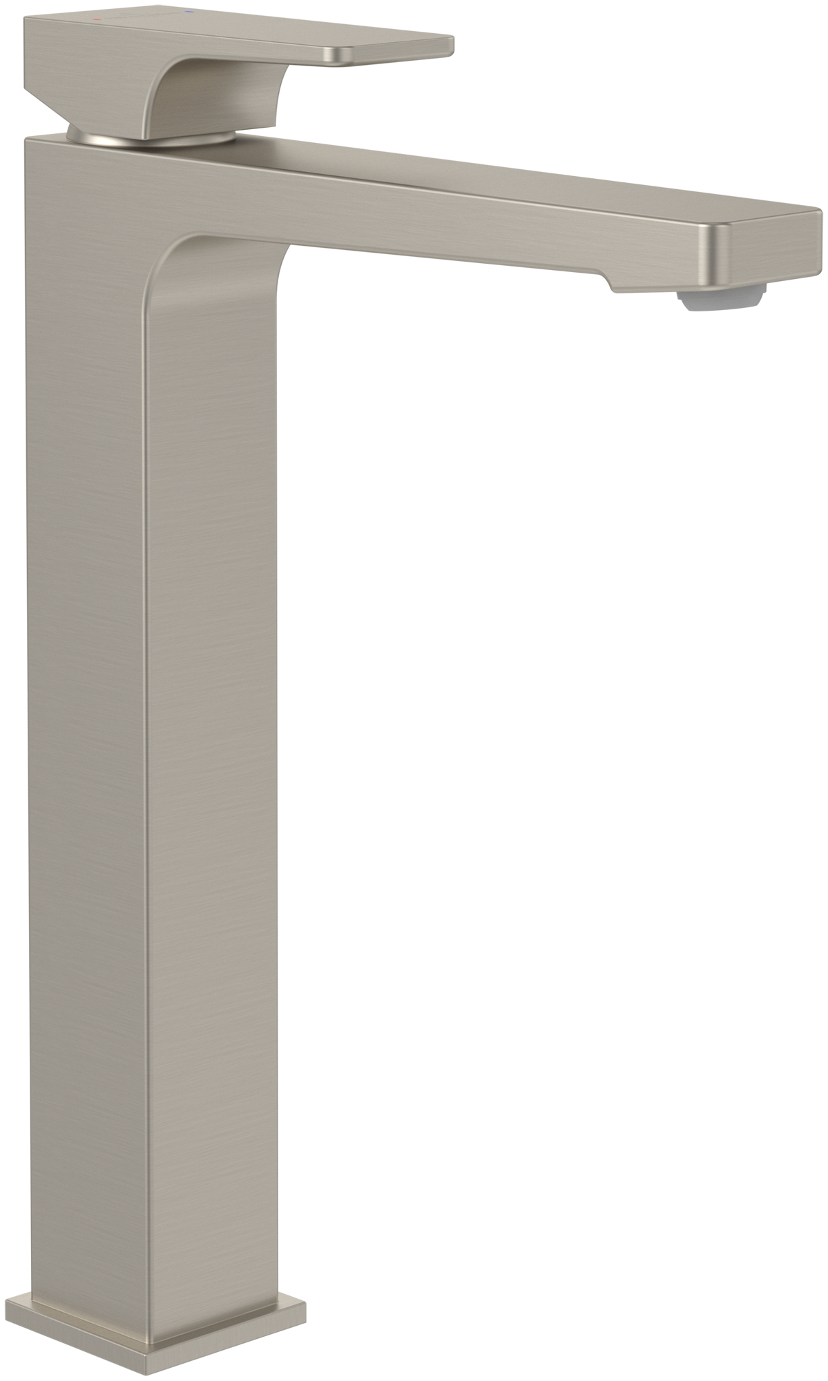 Villeroy & Boch Architectura Square Einhebel-Waschtischarmatur erhöht, Mit Push-Open-Ablaufgarnitur, Brushed Nickel Matt