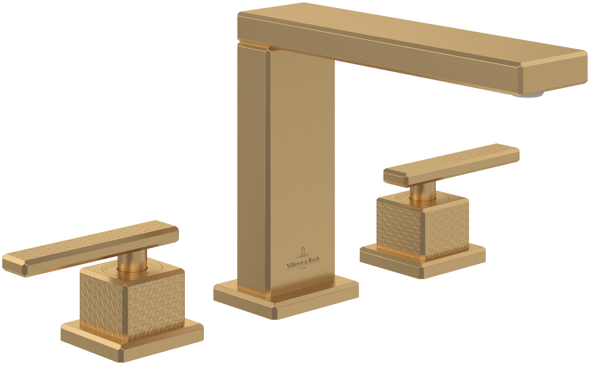 Villeroy & Boch Mettlach Driegats wastafelkraan, Zonder Push-Open afvoergarnituur, Brushed Gold