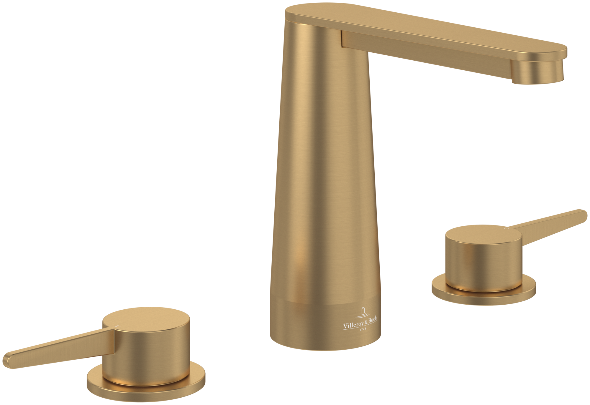 Villeroy & Boch Conum Three-hole basin mixer, Without waste, Brushed Gold