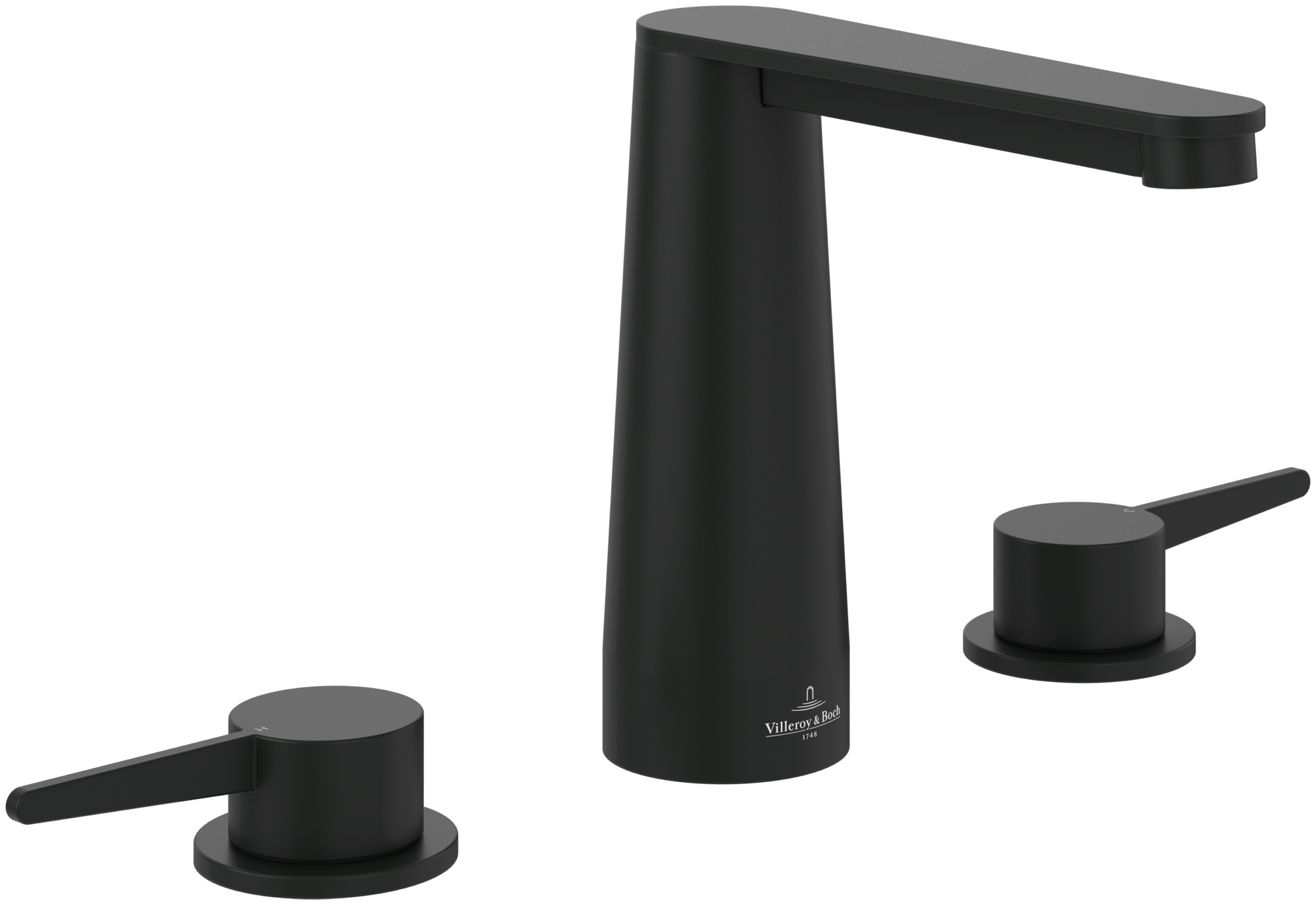 Villeroy & Boch Conum Three-hole basin mixer, Without waste, Matt Black