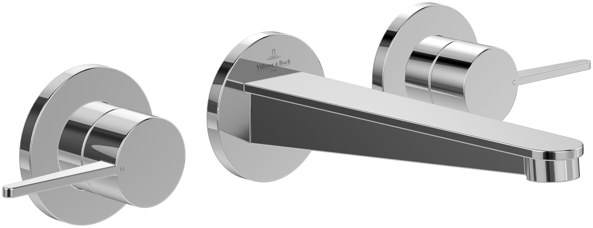 Villeroy & Boch Conum Robinetterie de lavabo trois trous, Sans dispositif de vidage, Chrome