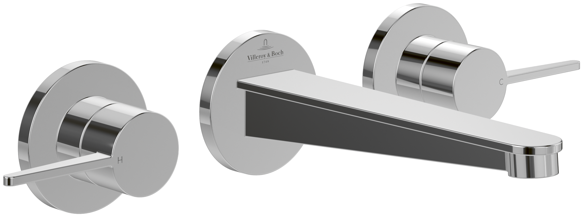 Villeroy & Boch Conum Dreiloch-Waschtischarmatur, Ohne Ablaufgarnitur, Chrom