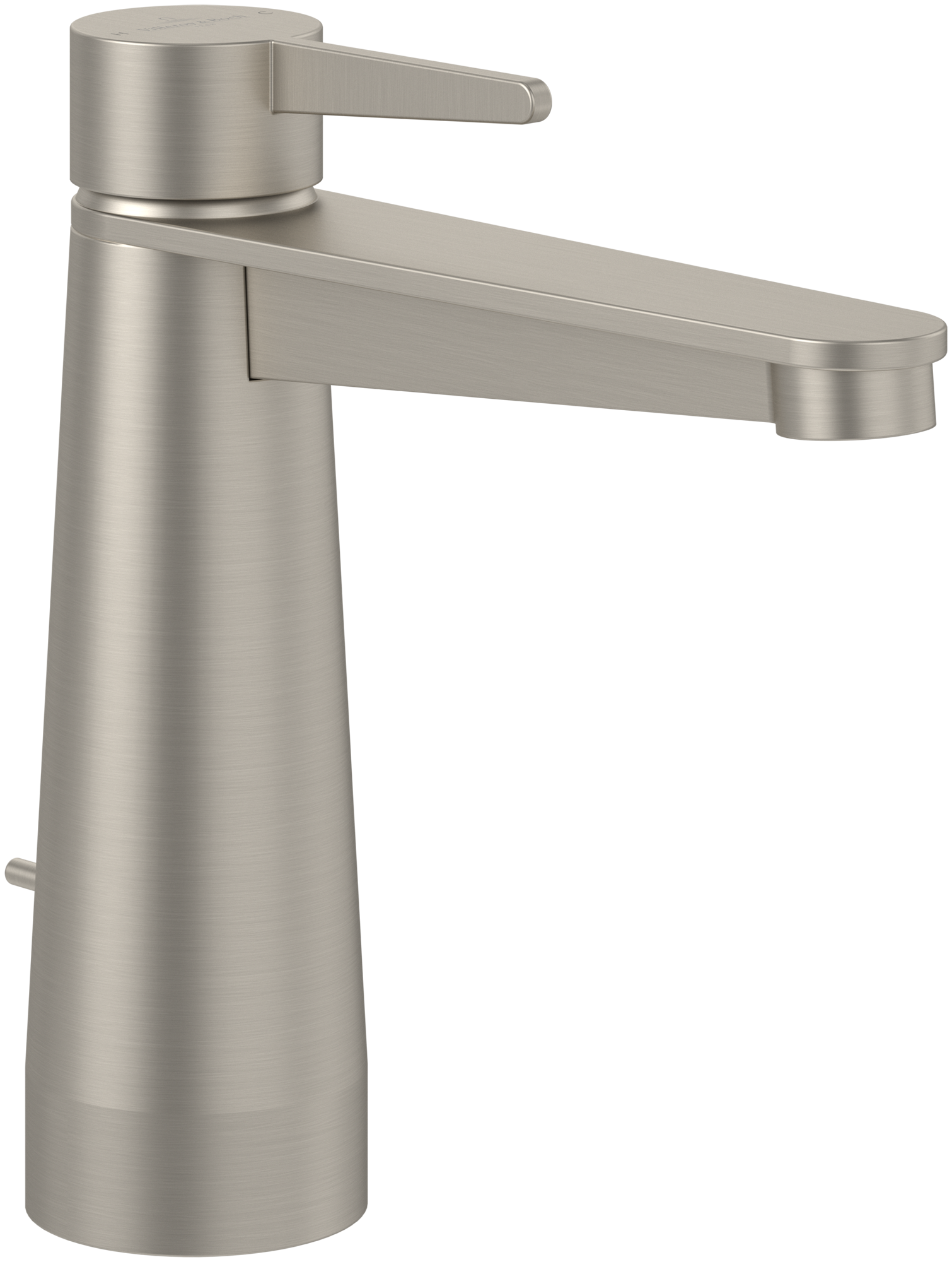 Villeroy & Boch Conum Eengreeps wastafelkraan, Met trekstang-afvoergarnituur, Brushed Nickel Matt