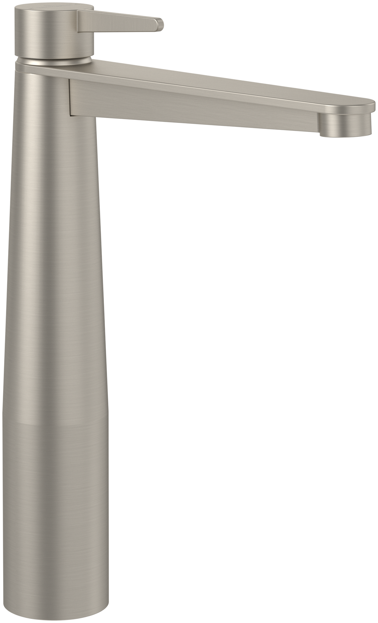 Villeroy & Boch Conum Robinetterie monocommande surélevée pour lavabo, Avec dispositif de vidage Push Open, Brushed Nickel Matt