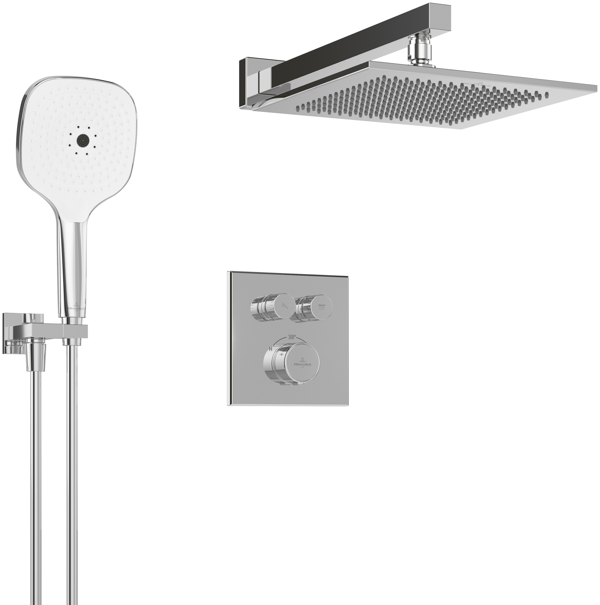 Villeroy & Boch Universal Taps & Fittings Duschsystem, für Wandmontage, Chrom