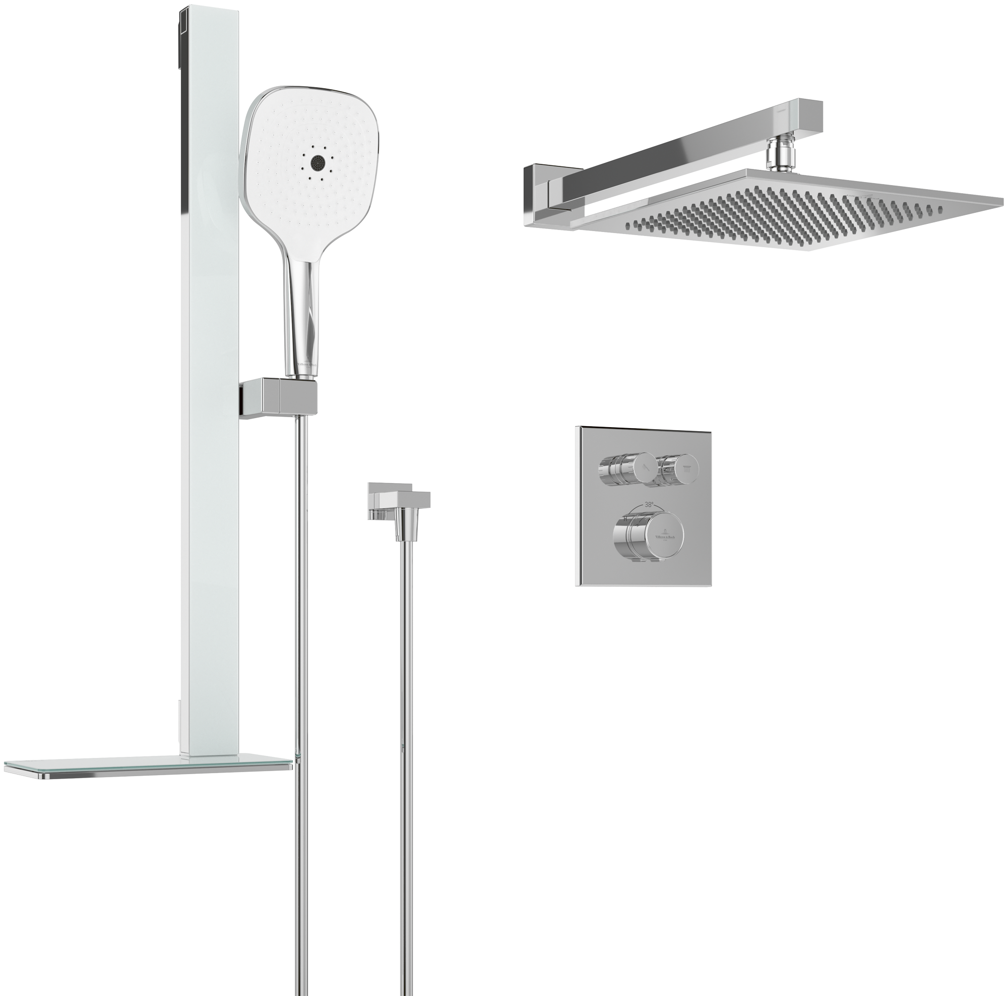 Villeroy & Boch Universal Taps & Fittings Duschsystem, für Wandmontage, Chrom