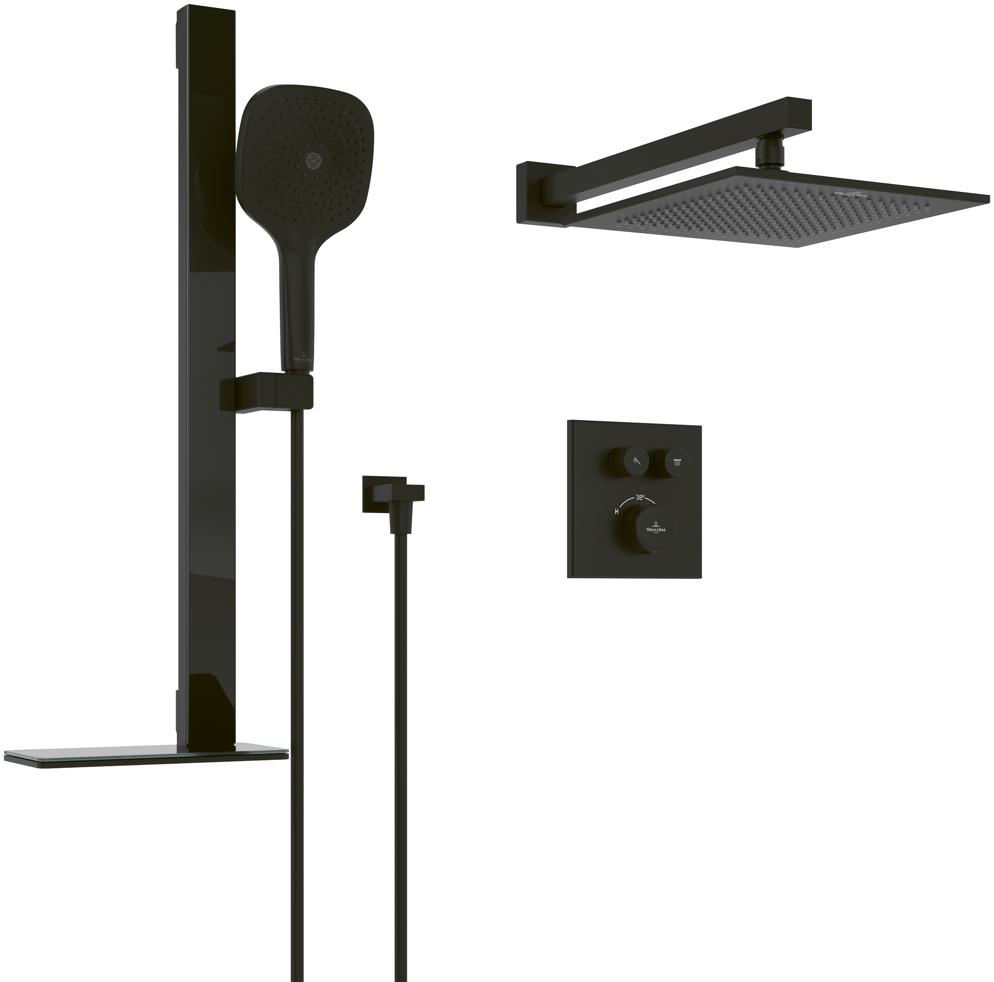 Villeroy & Boch Universal Taps & Fittings Duschsystem, für Wandmontage, Matt Black