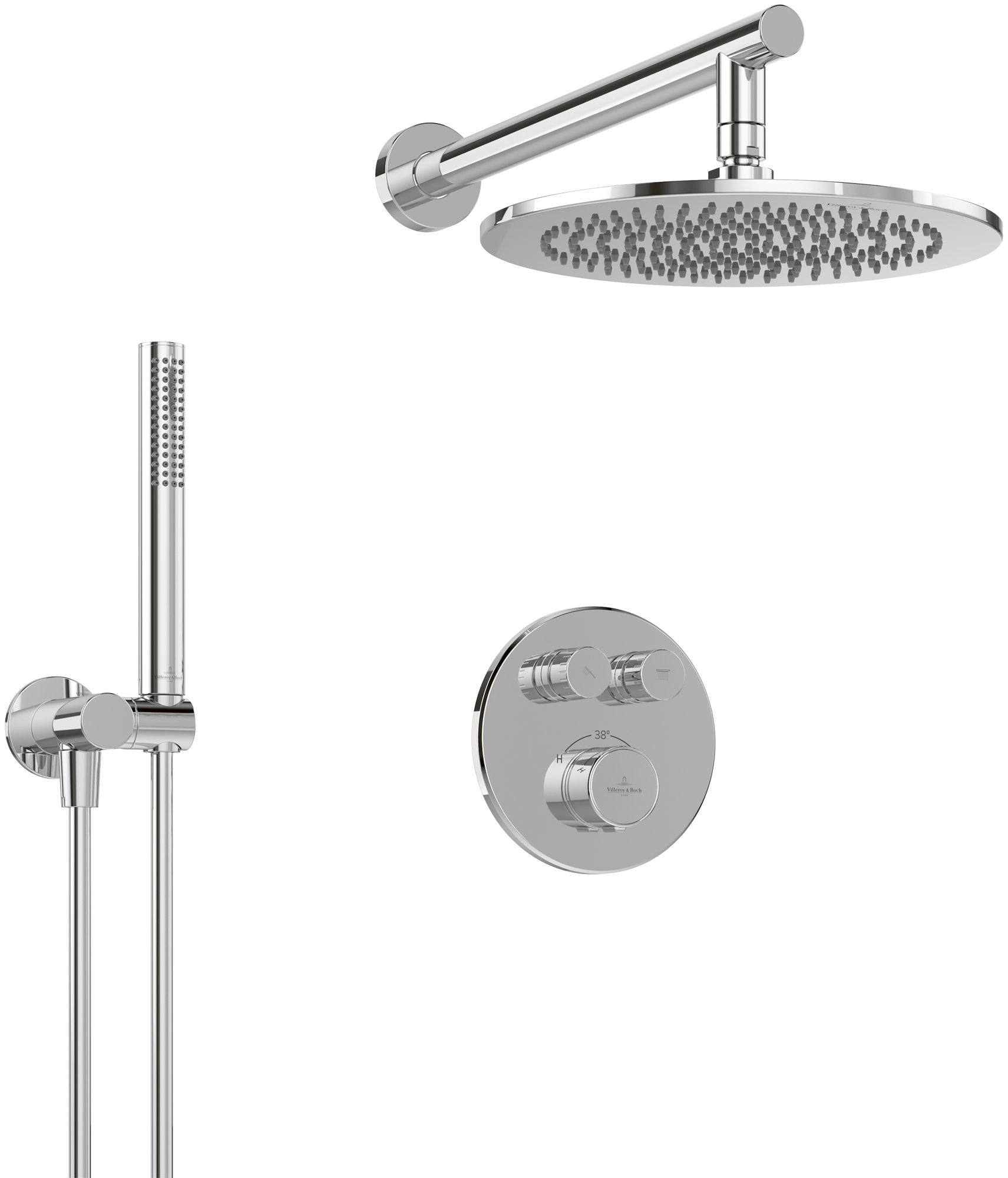 Villeroy & Boch Universal Taps & Fittings Duschsystem, für Wandmontage, Chrom