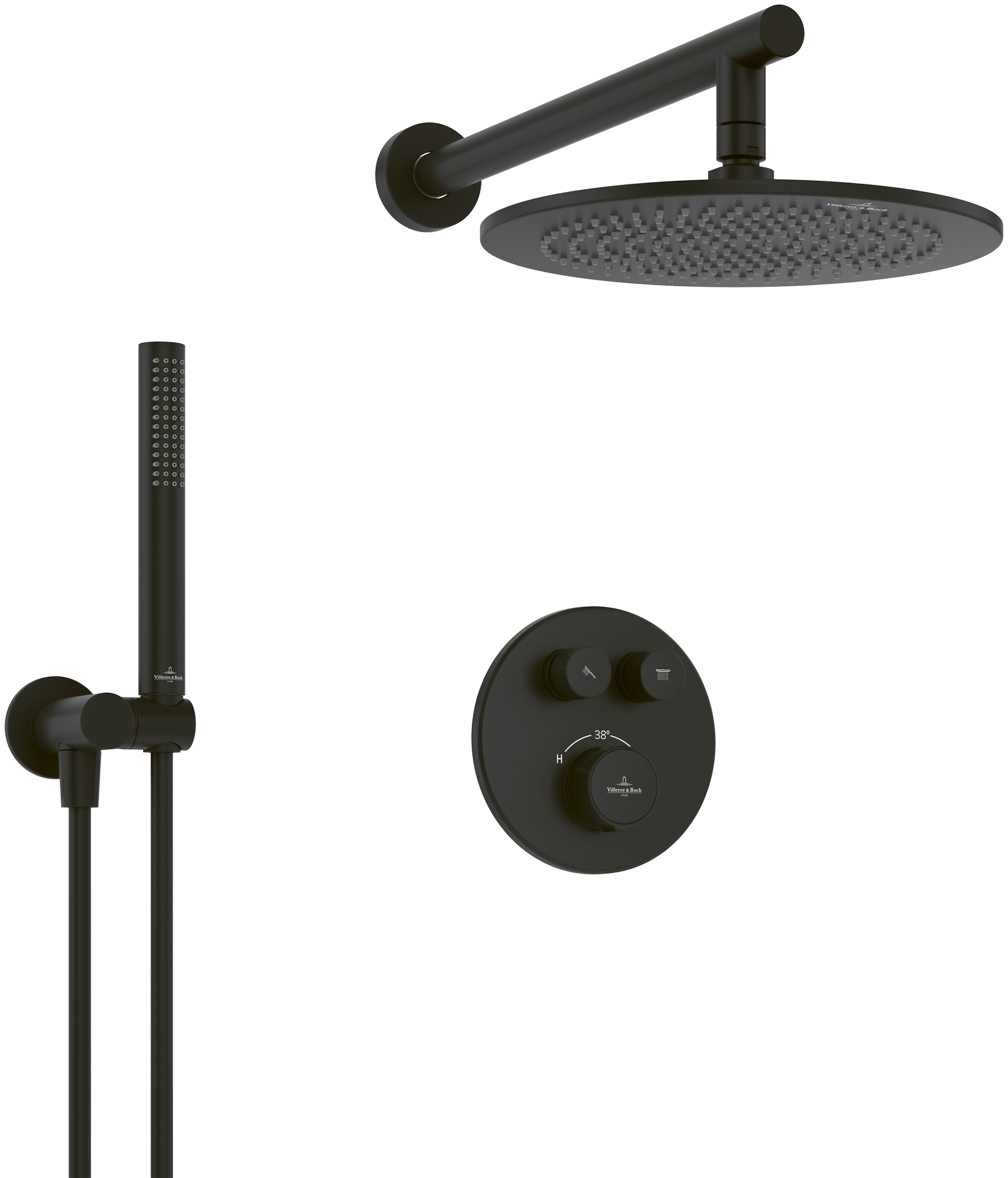 Villeroy & Boch Universal Taps & Fittings Système de douche, pour montage mural, Matt Black