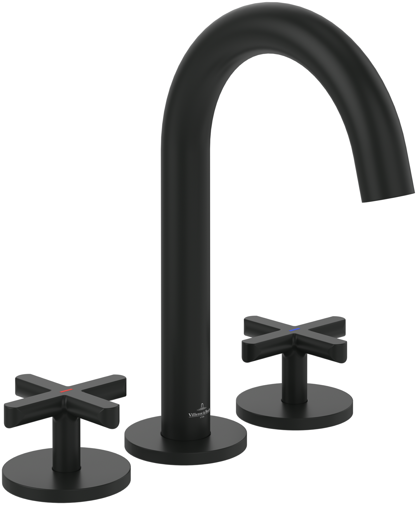 Villeroy & Boch Loop & Friends Three-hole basin mixer, Without waste, Matt Black