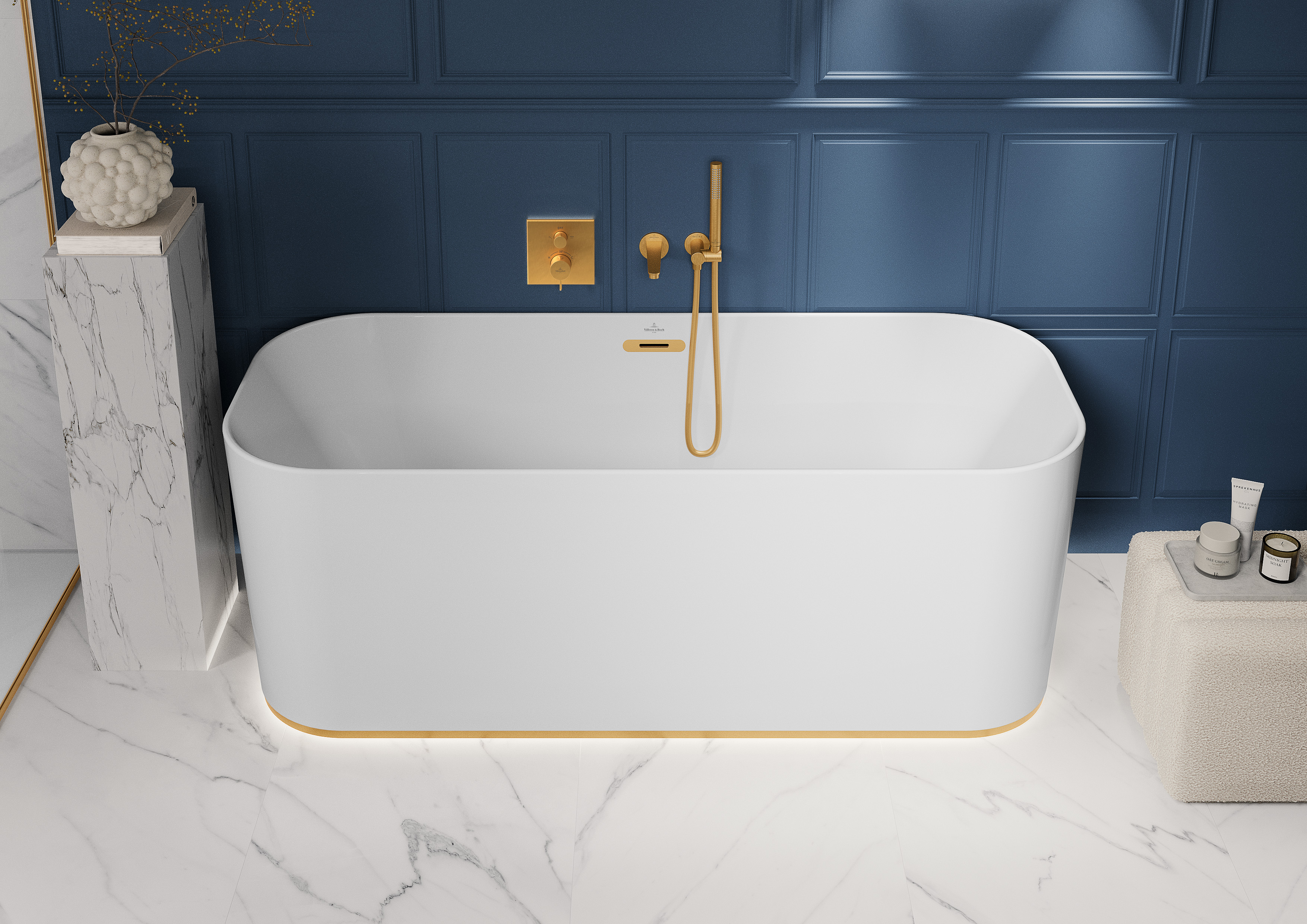 Universal Showers Support de douchette,pour montage mural, Rond, Brushed Gold