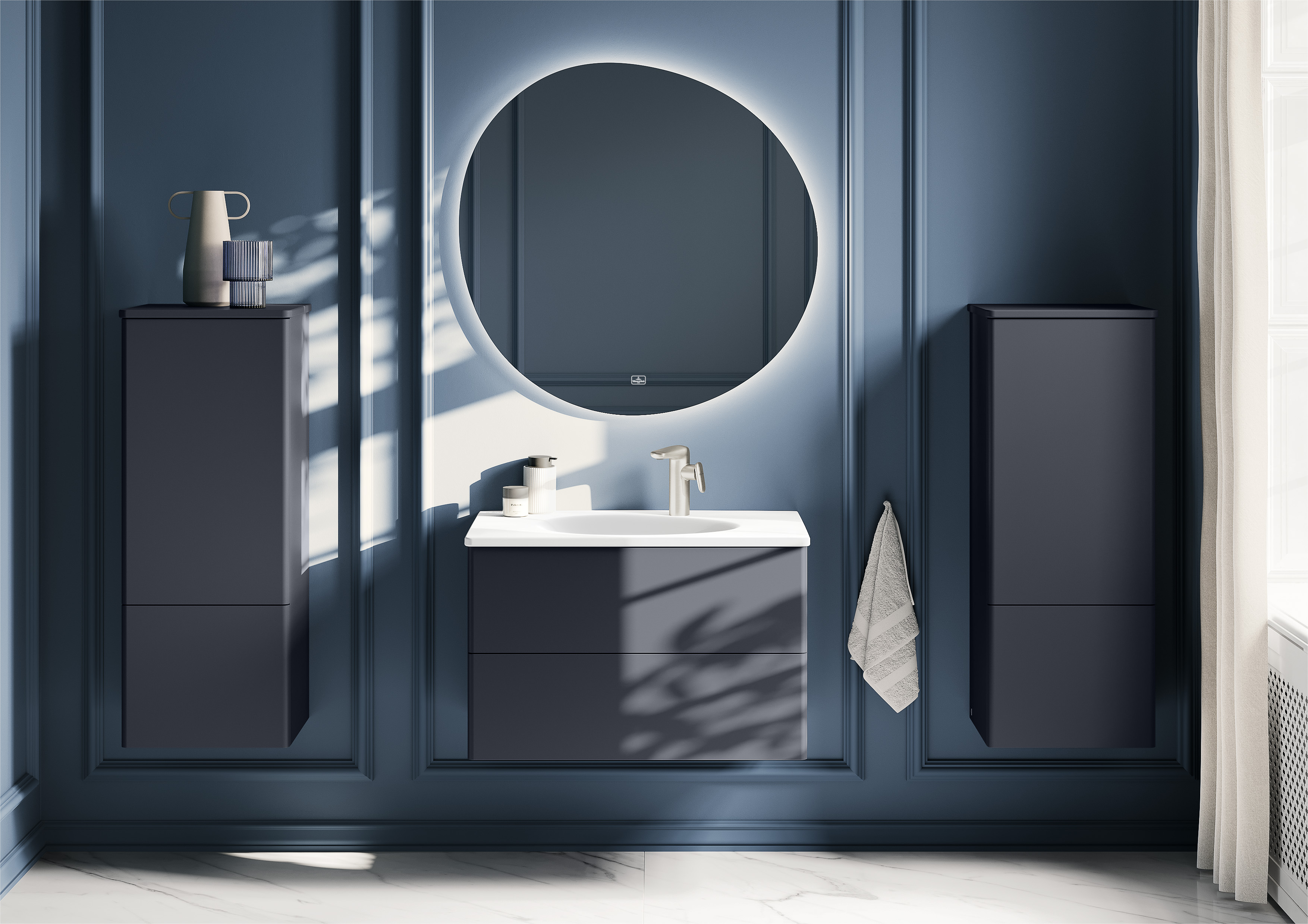 Antao Single-lever basin mixer, With push-open waste, Brushed Nickel Matt