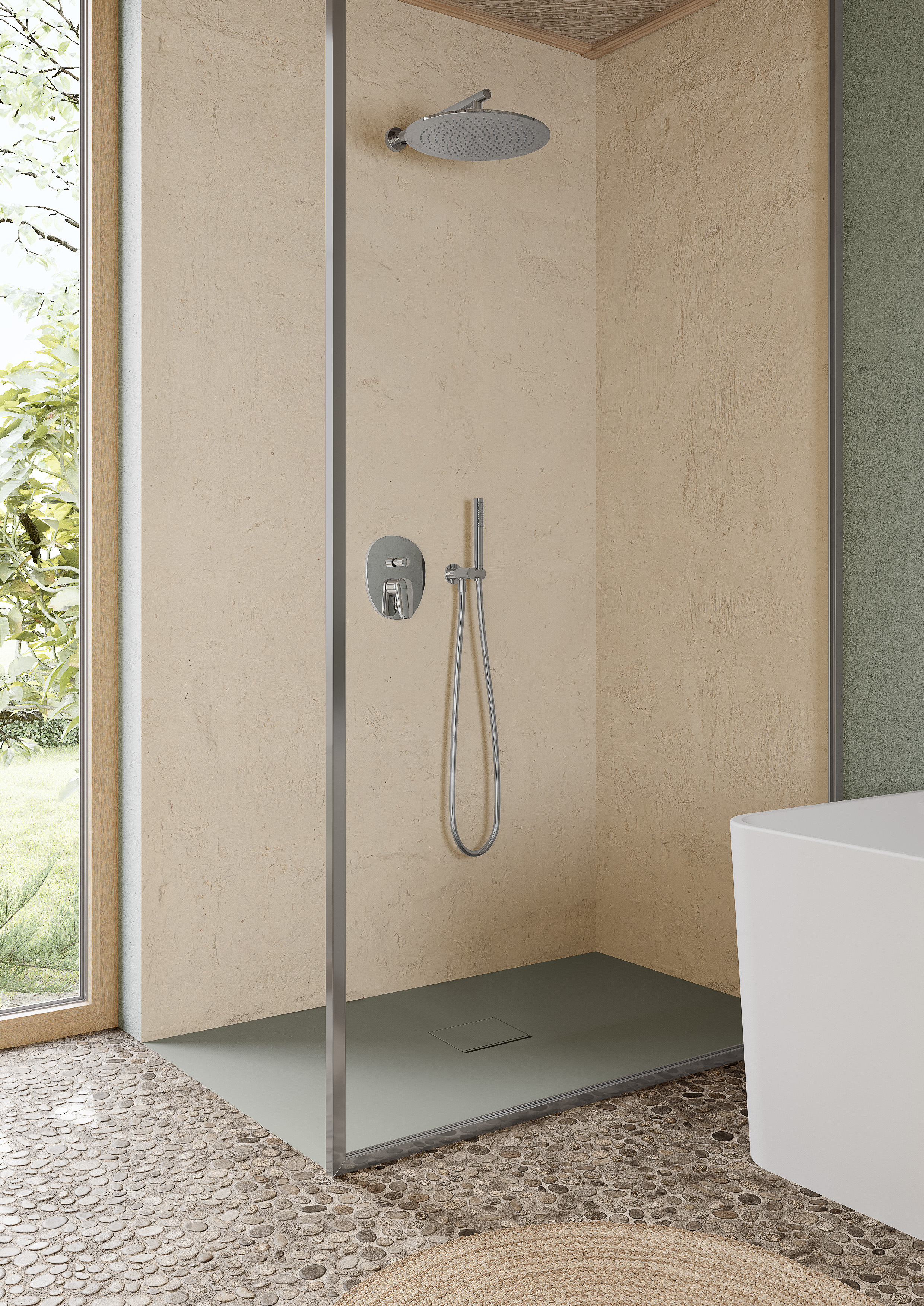 Squaro Infinity Rectangular shower tray, 1400x900x40mm, Morning Green