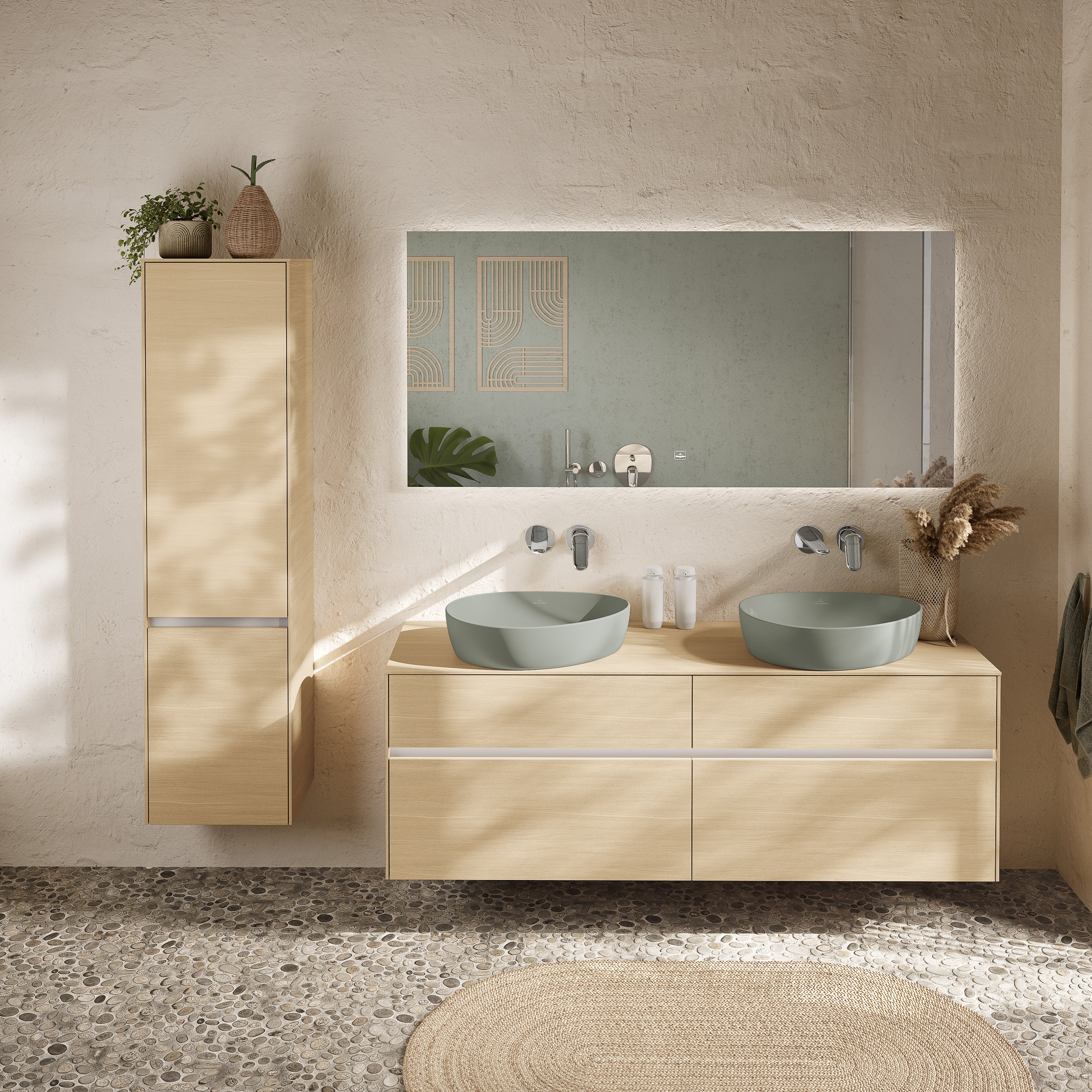 Antao Aufsatzwaschbecken, 510x400x146mm, ohne Überlauf, Morning Green CeramicPlus