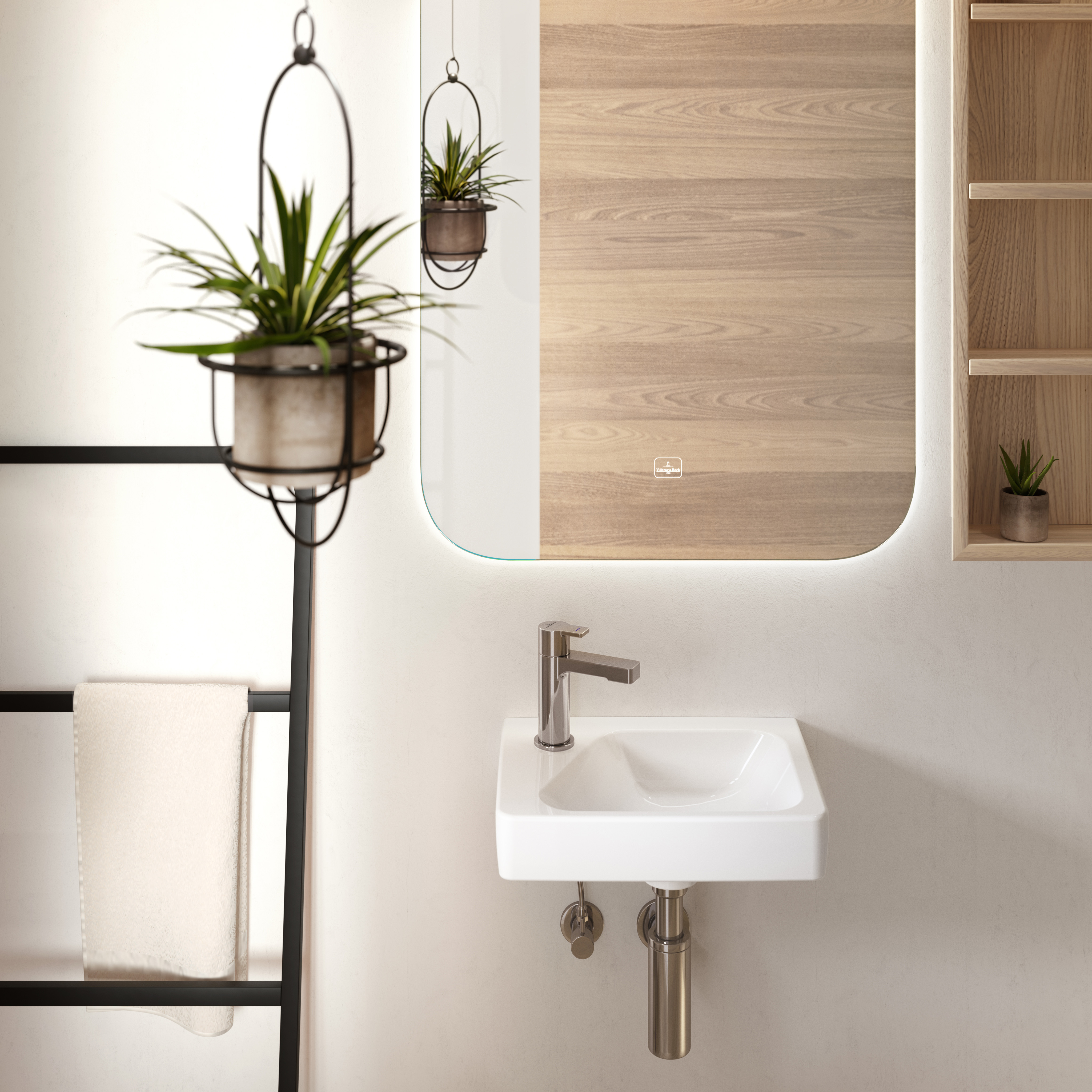 Architectura Handwaschbecken, 360x260x135mm, mit Überlauf, Weiß Alpin CeramicPlus