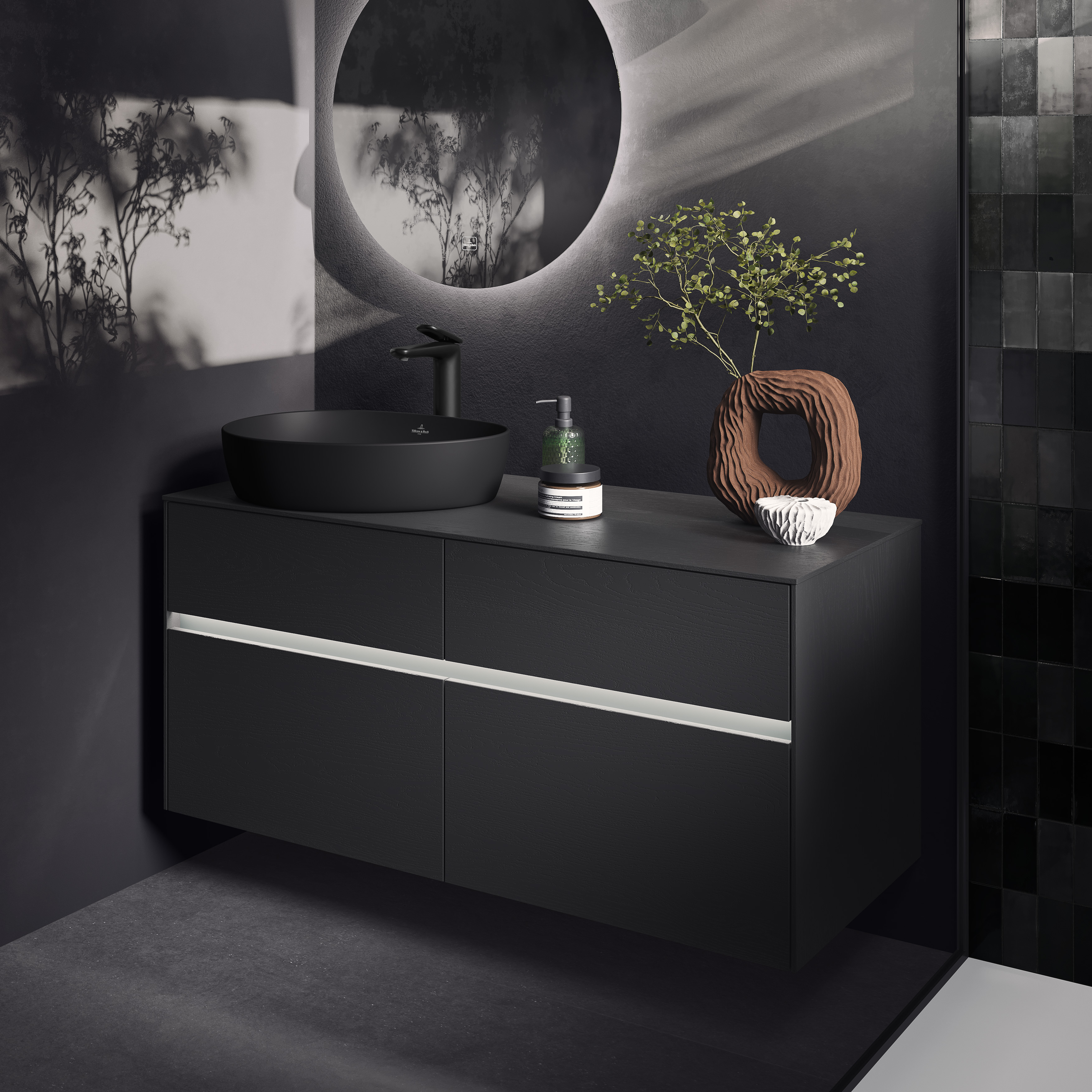 Antao Aufsatzwaschbecken, 510x400x146mm, ohne Überlauf, Pure Black CeramicPlus