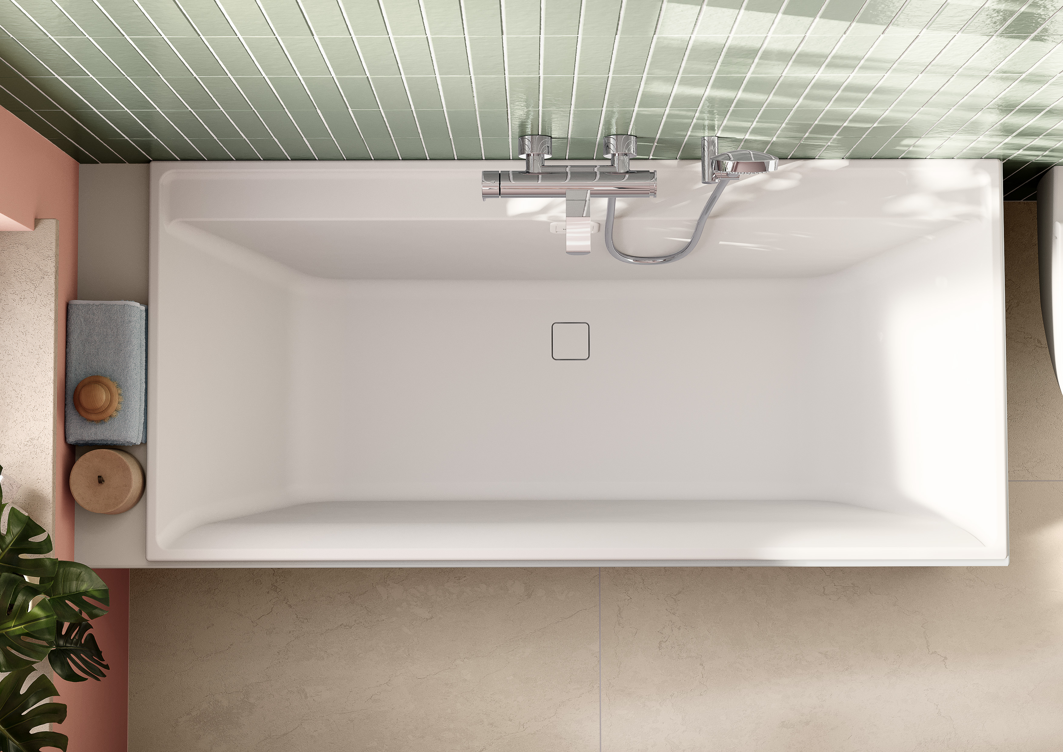 Collaro rechteckige Badewanne, 1800x800mm, Stone White