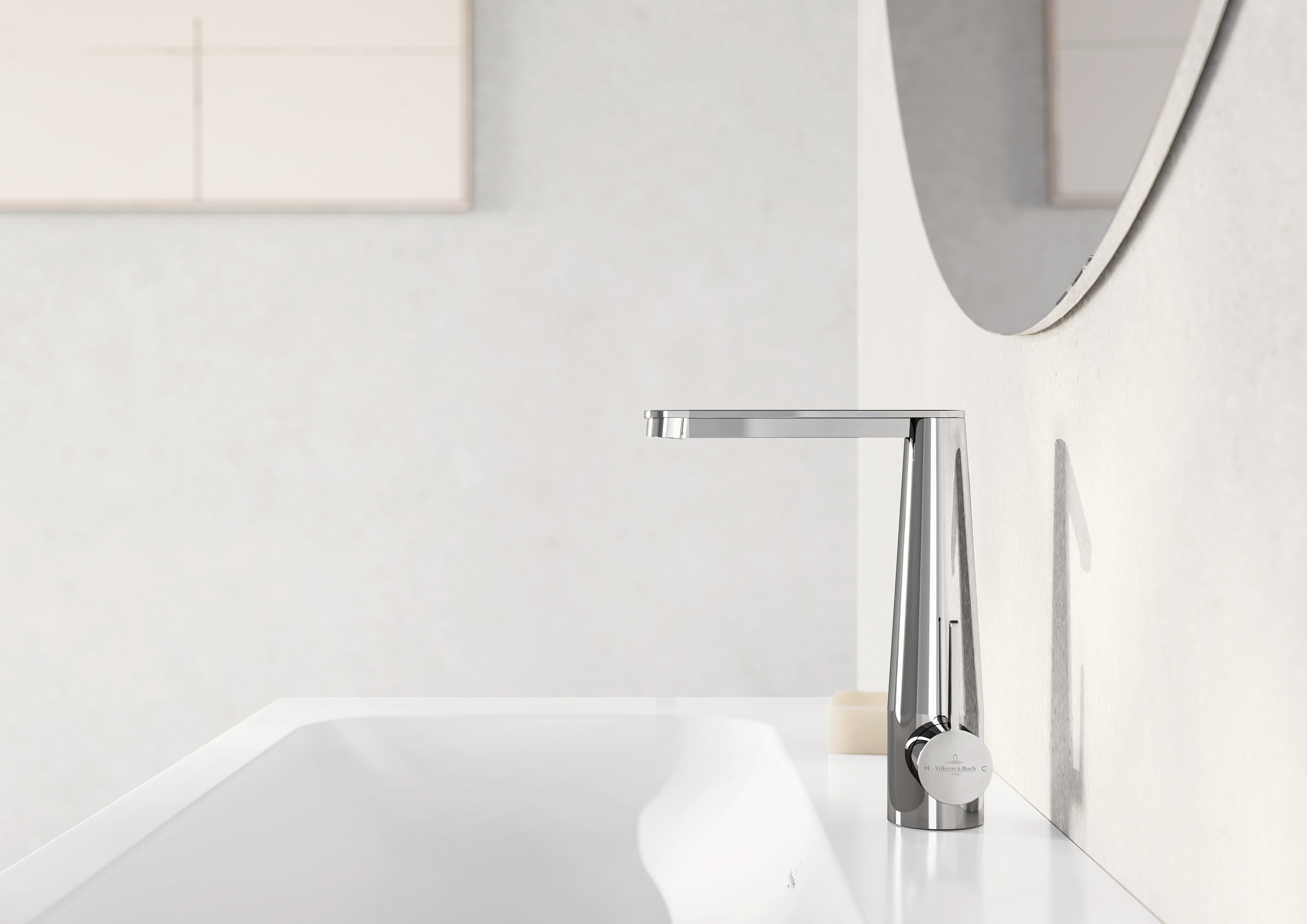 Conum Robinetterie monocommande pour lavabo, Avec dispositif de vidage Push Open, Chrome