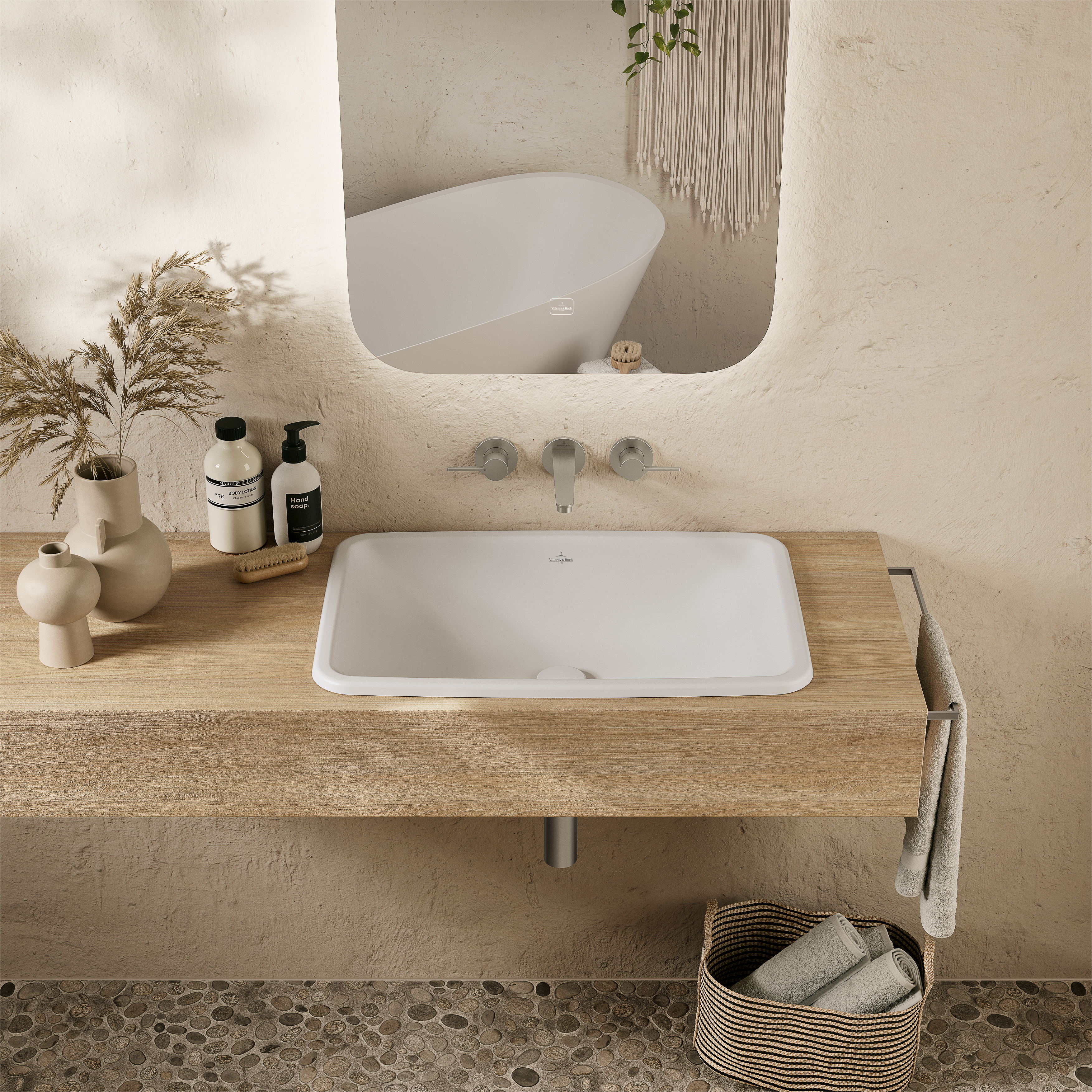 Conum Three-hole basin mixer, Without waste, Brushed Nickel Matt