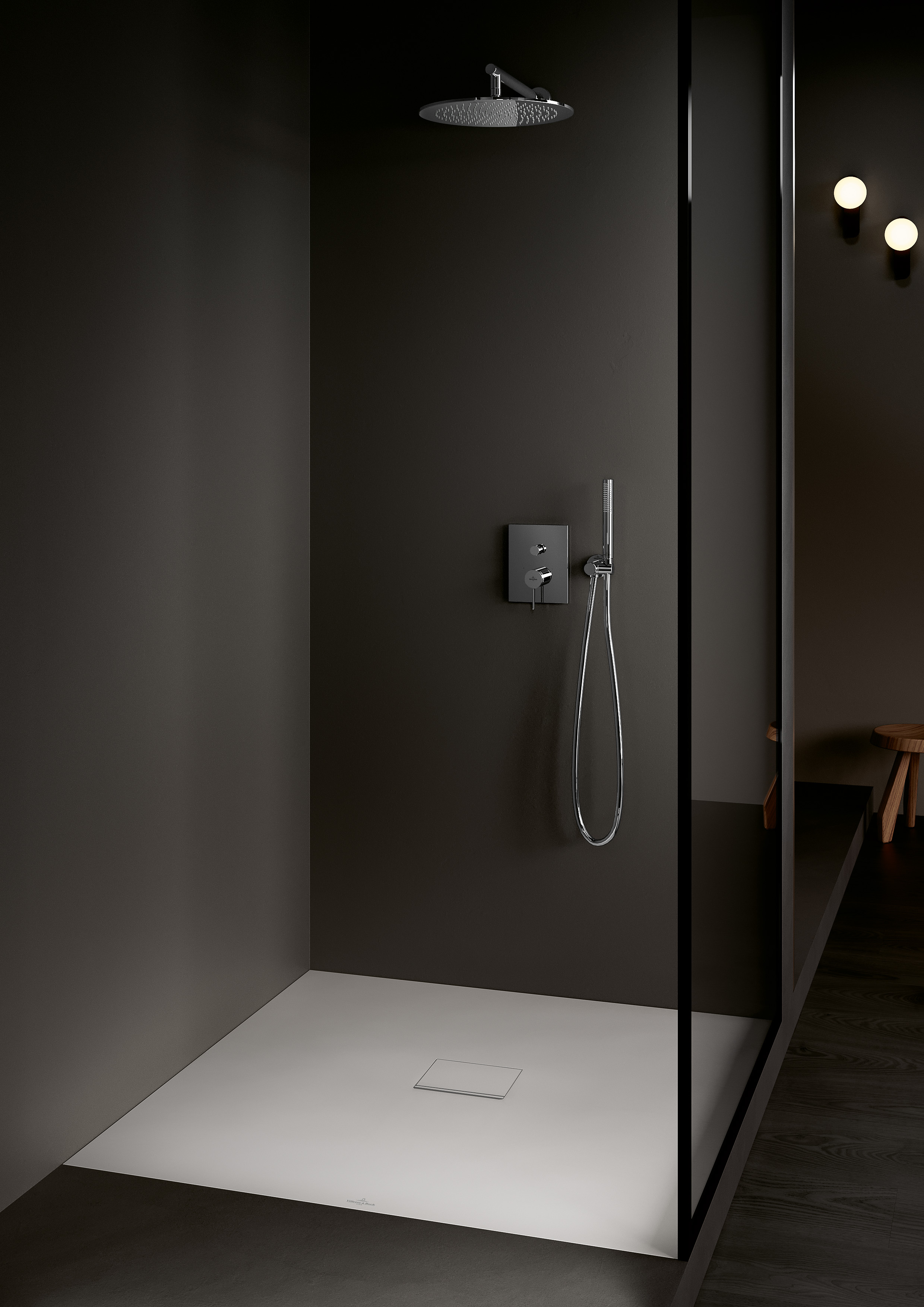 Universal Showers Support de douchette,pour montage mural, Rond, Chrome