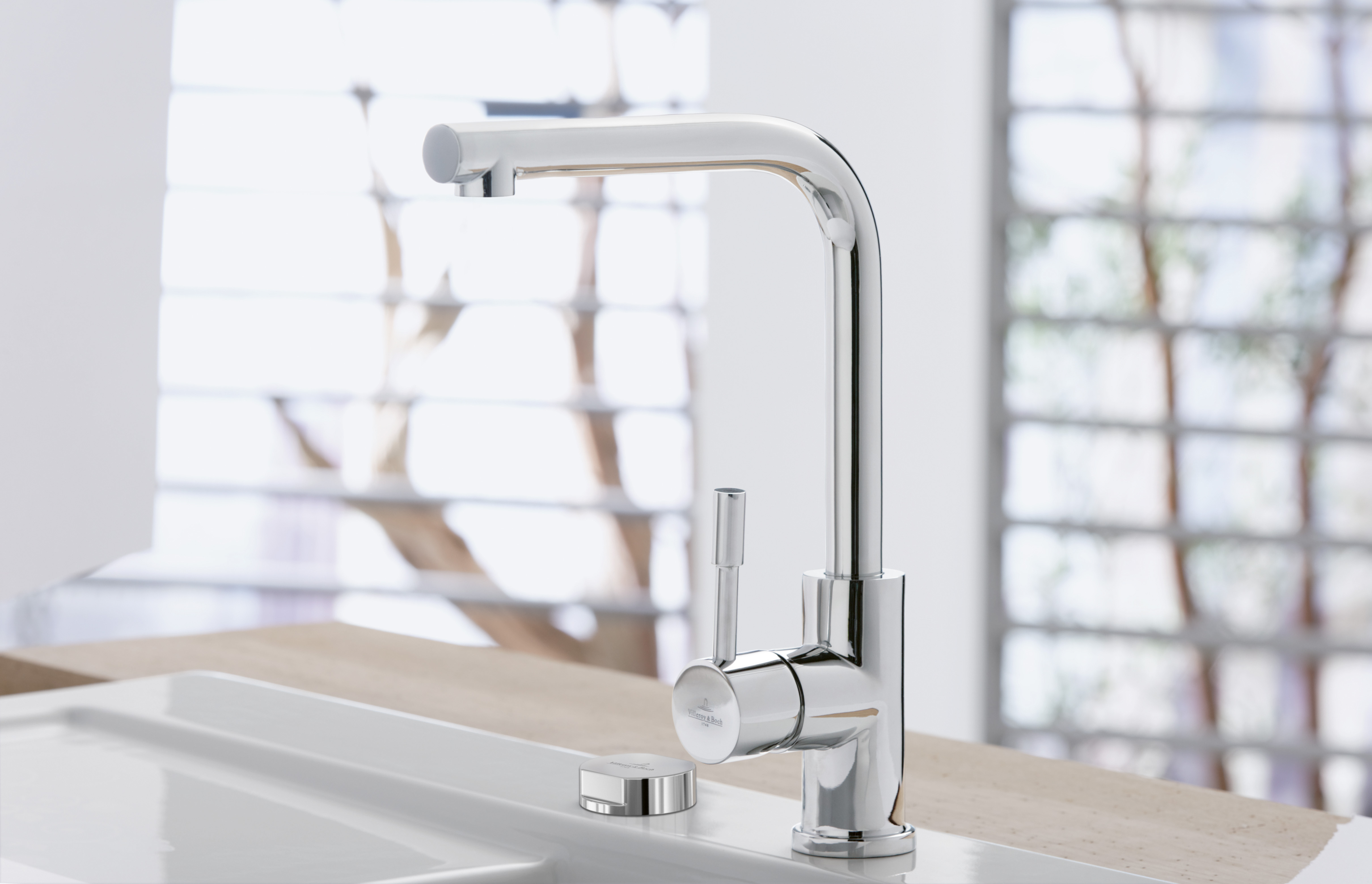 Modern Steel Kitchen tap, of Stainless steel, Solid stainless steel