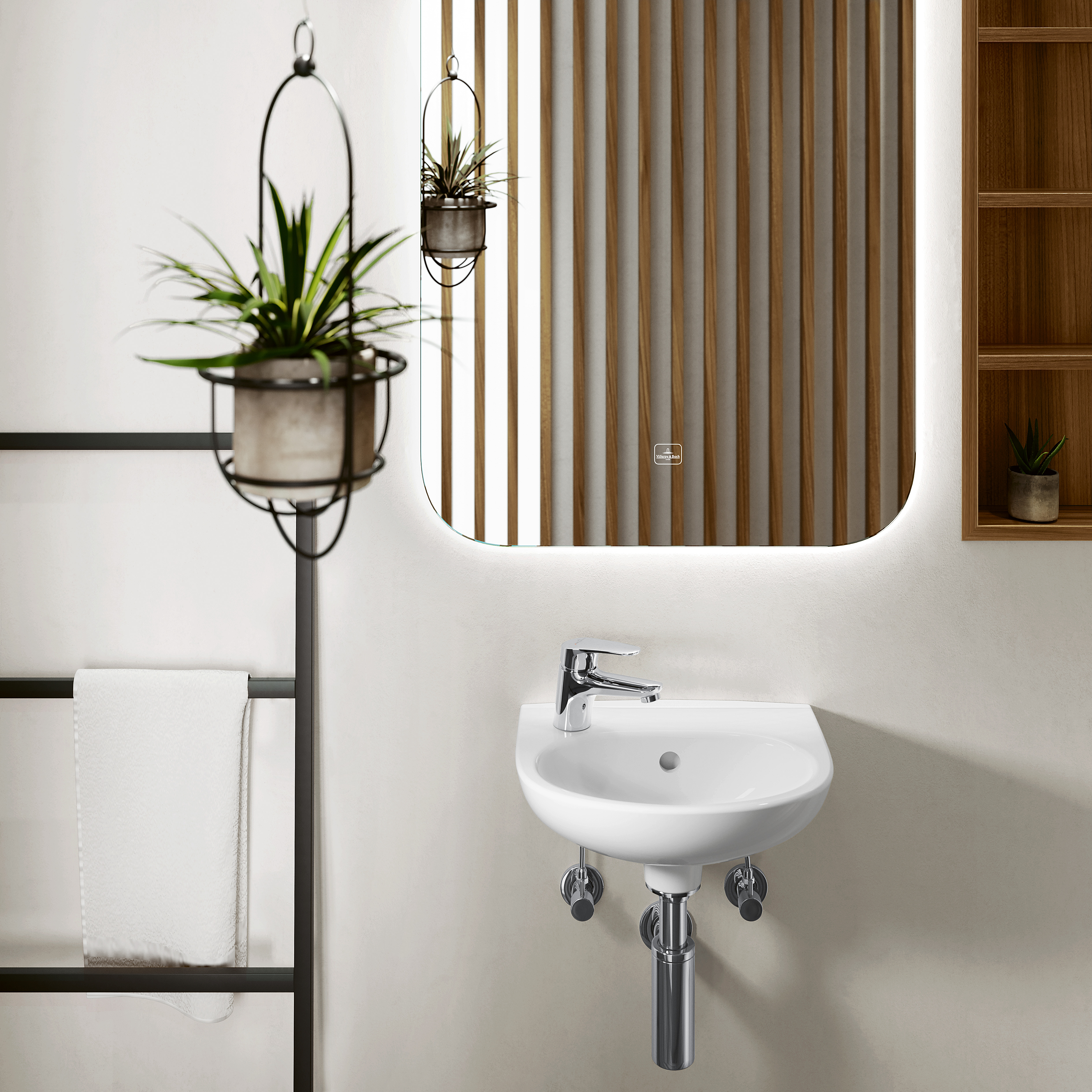 O.novo Handwashbasin, 360x275x145mm, with overflow, White Alpin