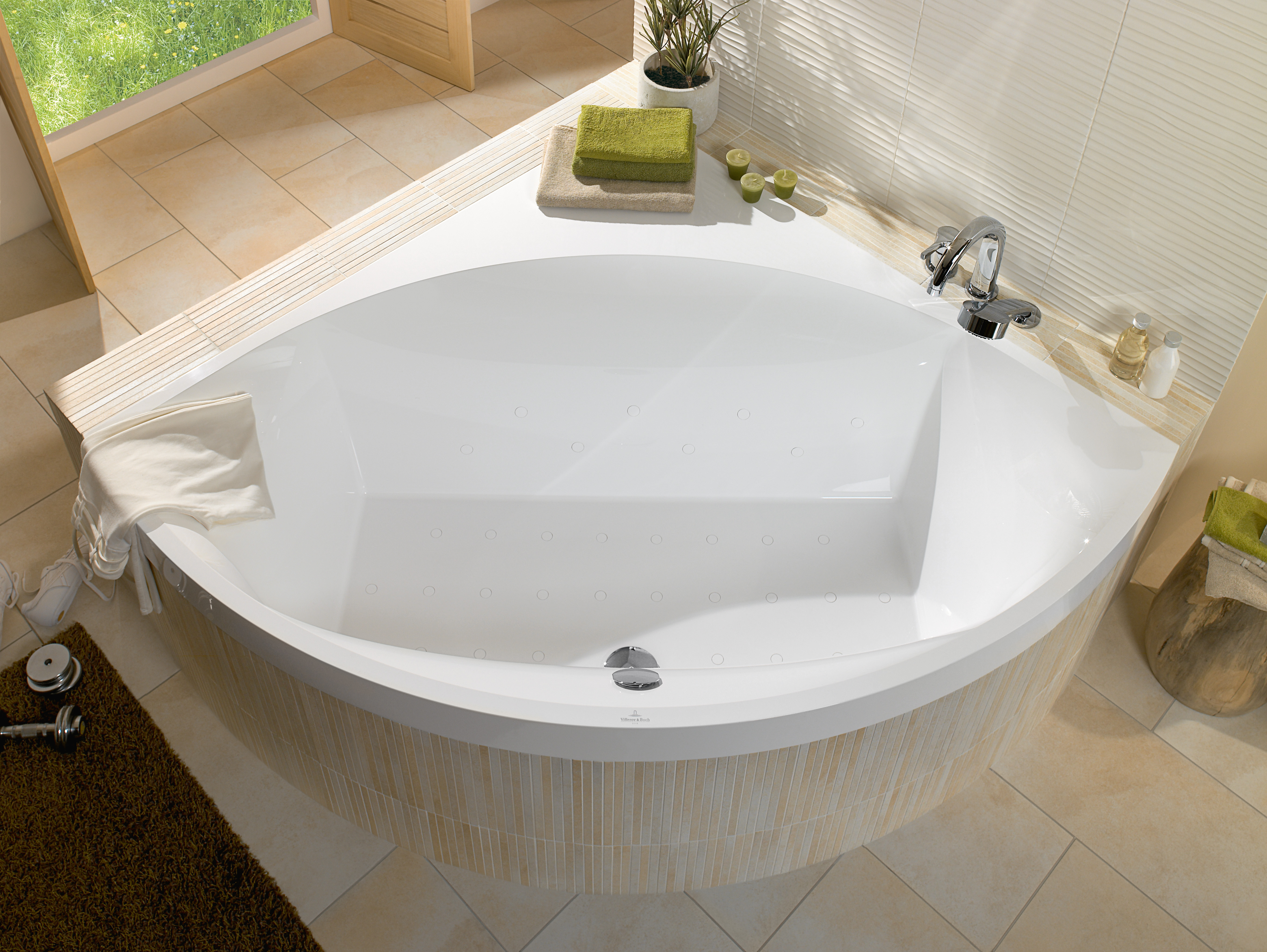 Squaro Eckbadewanne, 1450x1450mm, Weiß Alpin