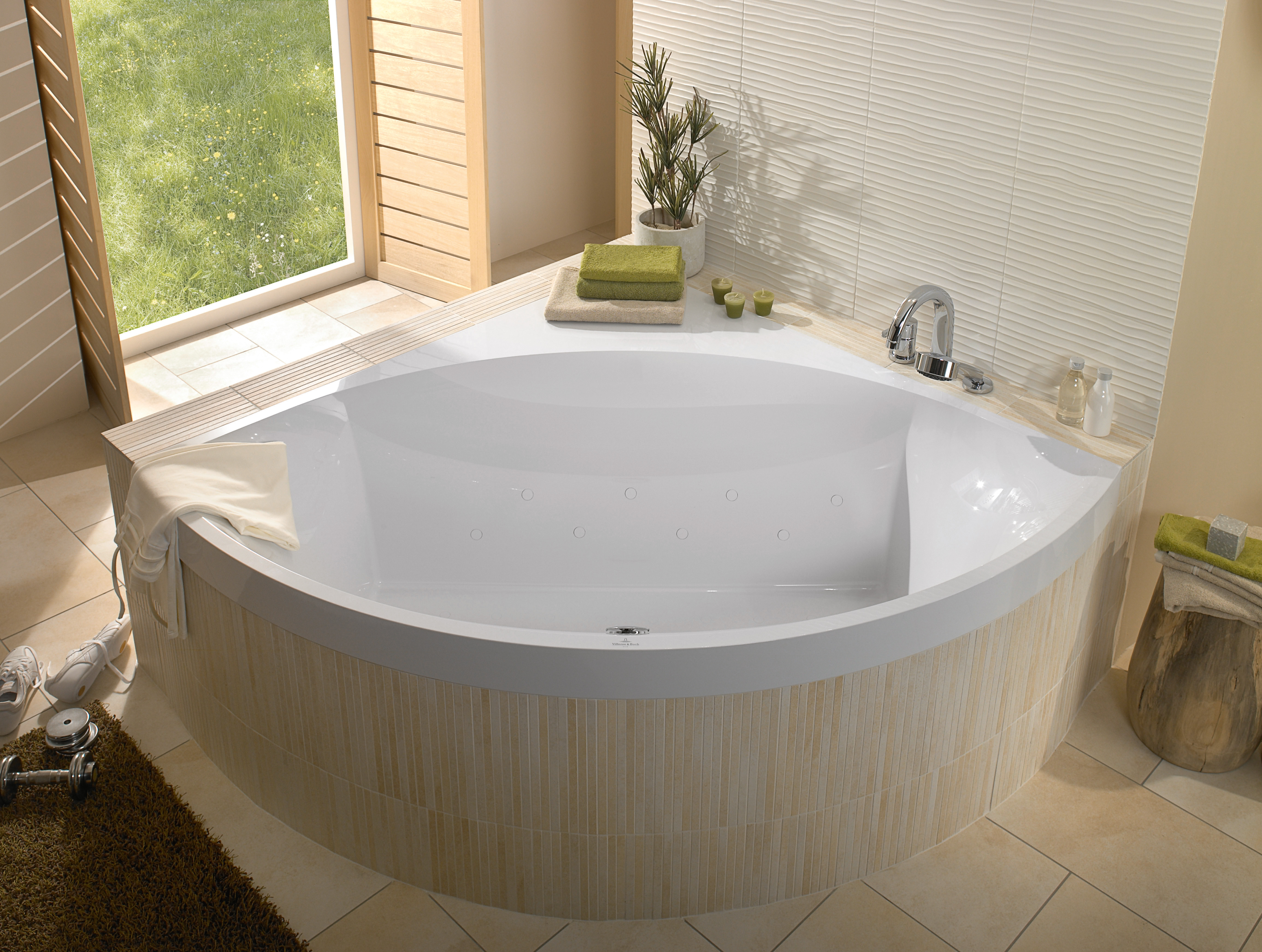 Squaro Eckbadewanne, 1450x1450mm, Weiß Alpin
