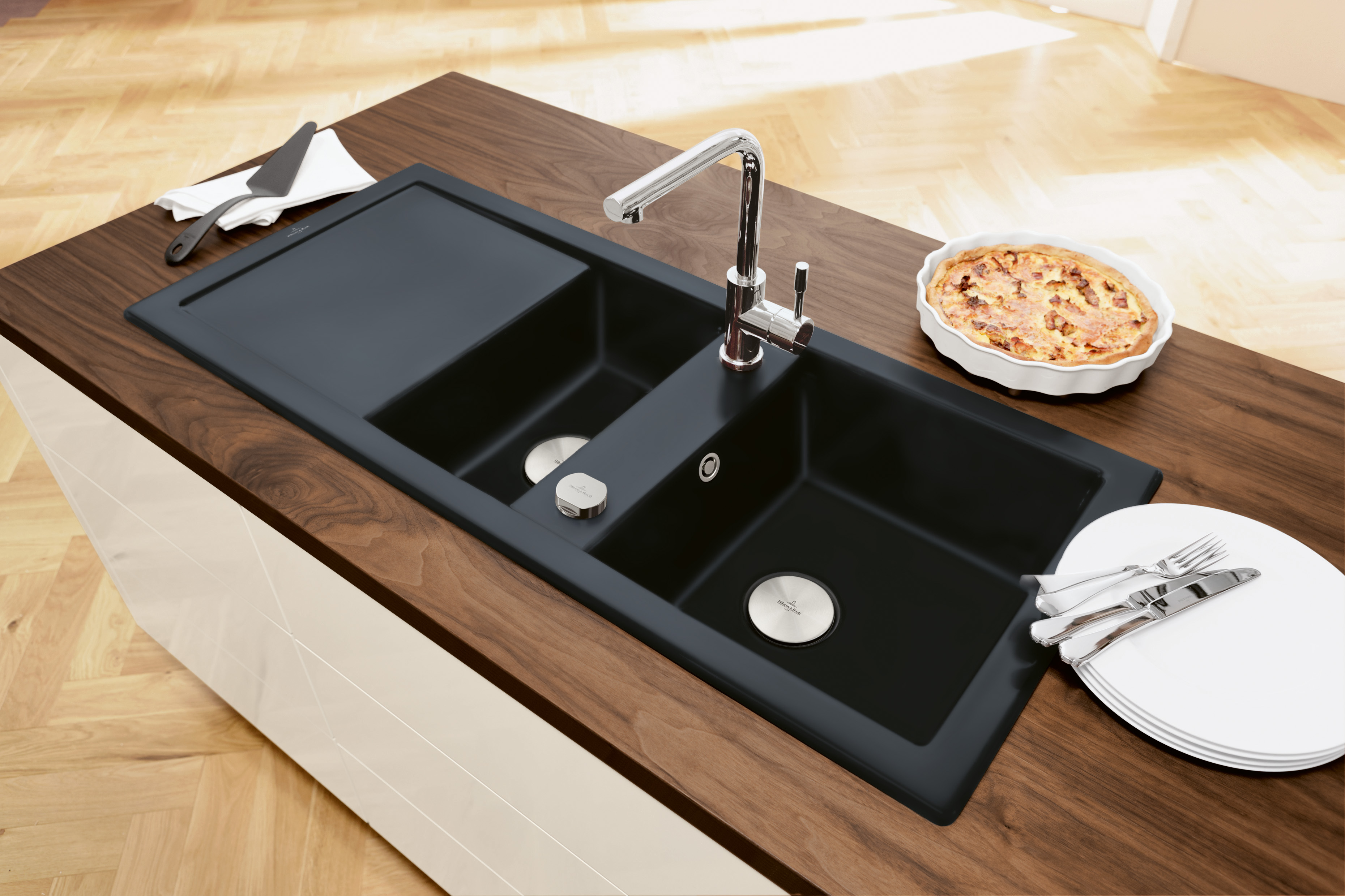 Modern Steel Kitchen tap, of Stainless steel, Solid stainless steel