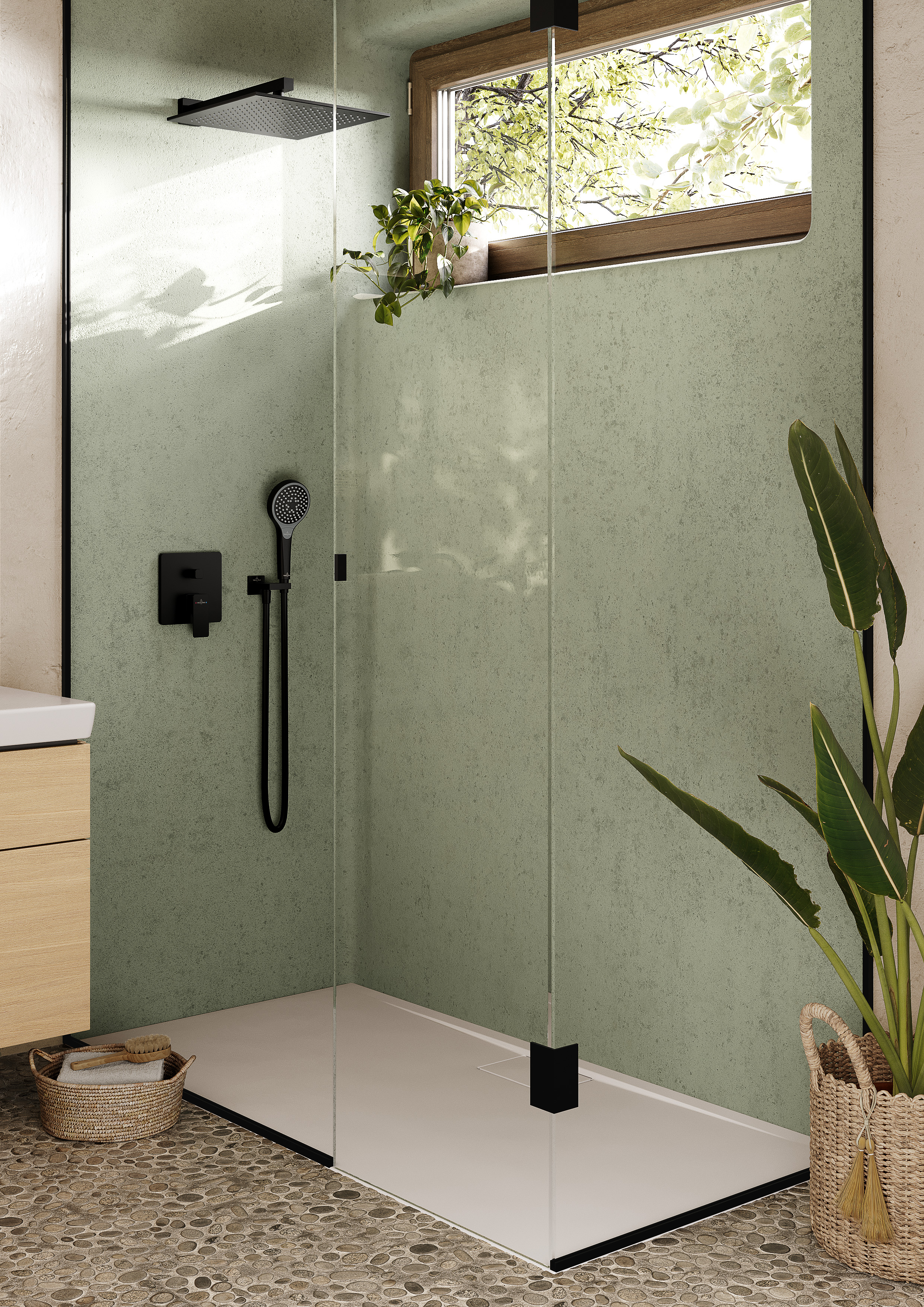 Universal Showers Ciel de pluie, Rectangulaire, Matt Black