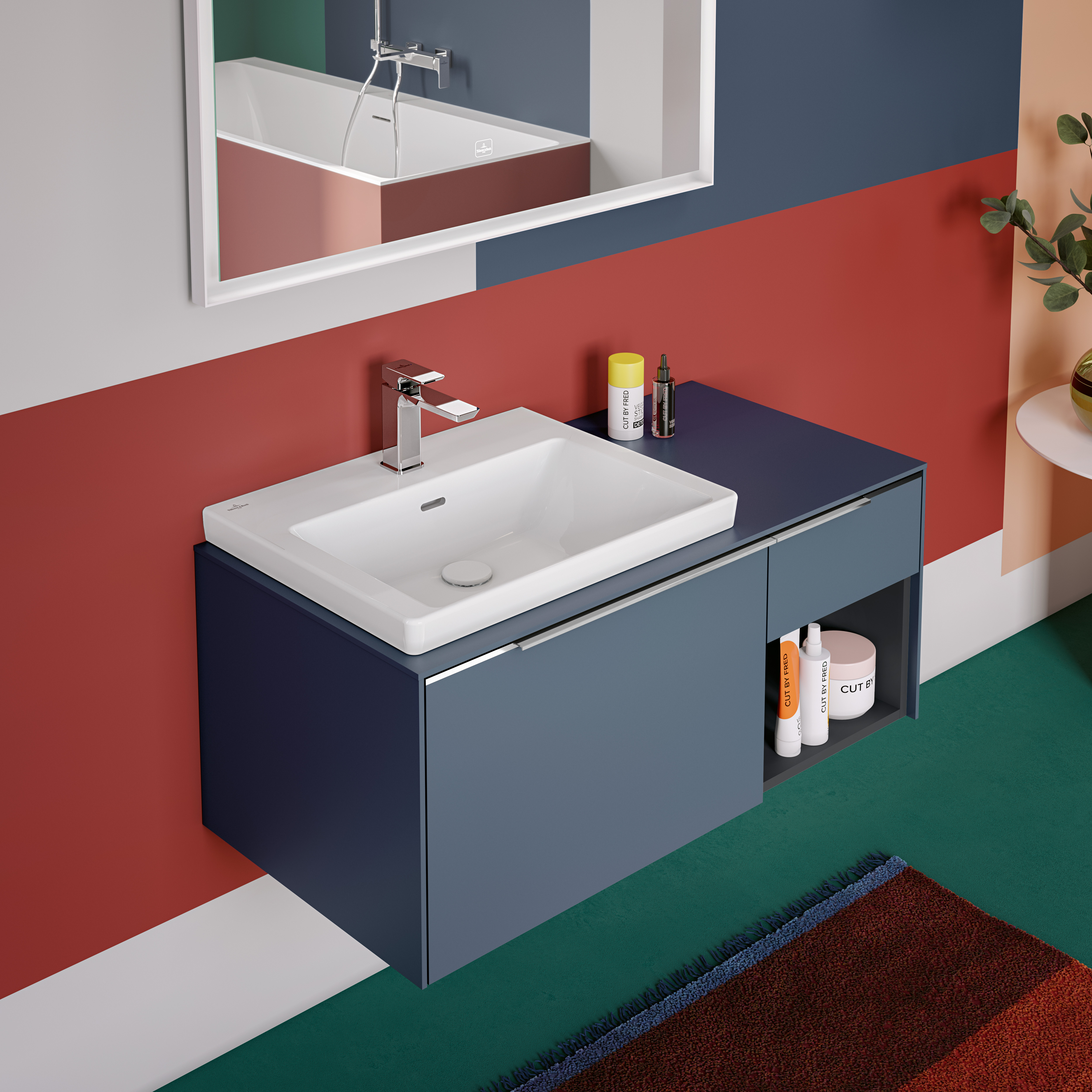 Subway 3.0 Waschbecken, 600x470x165mm, mit Überlauf, Stone White CeramicPlus