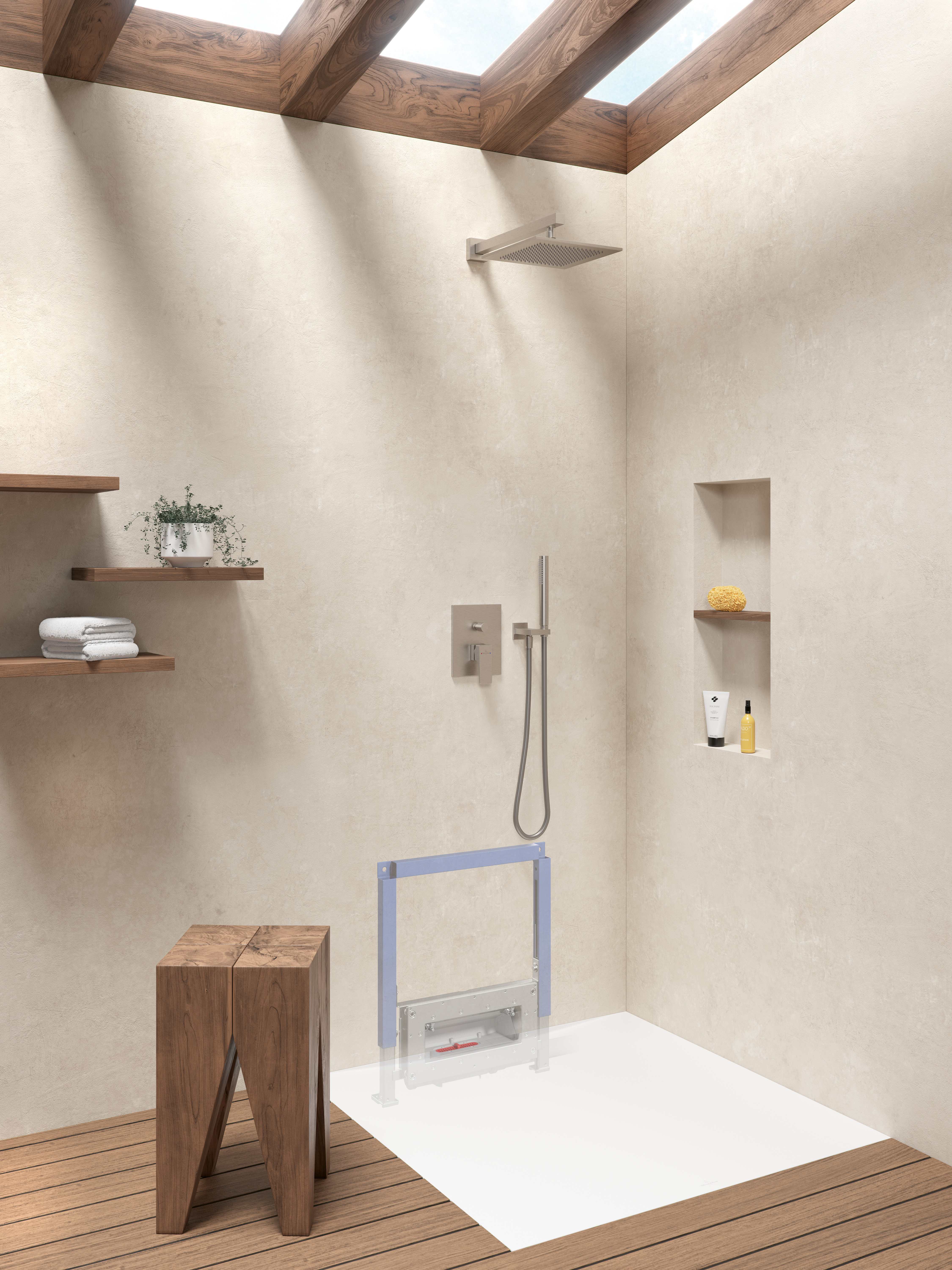 Wallway rechteckige Duschwanne, 1200x900x30mm, Stone White