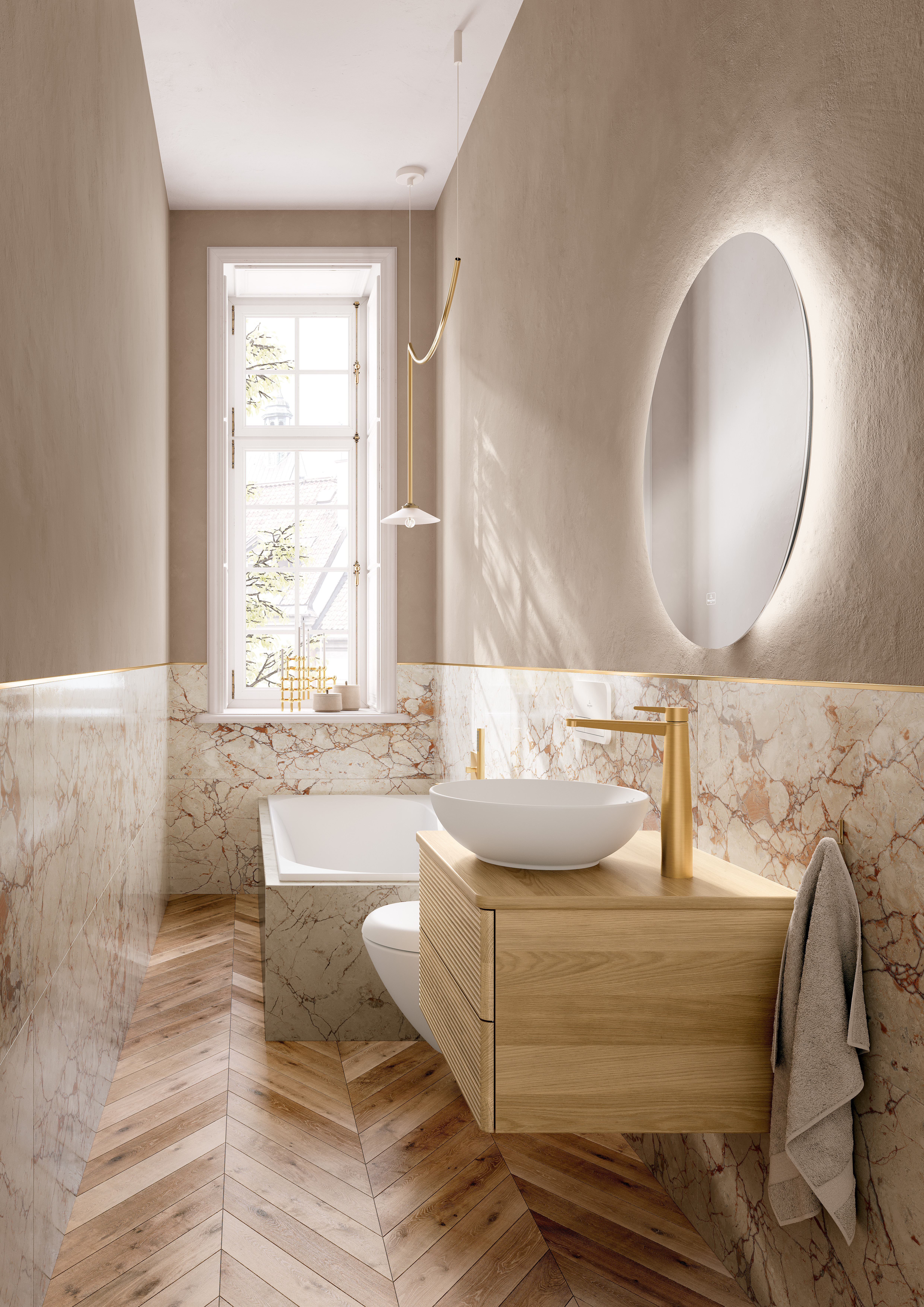 Universal Showers Support de douchette,pour montage mural, Rond, Brushed Gold