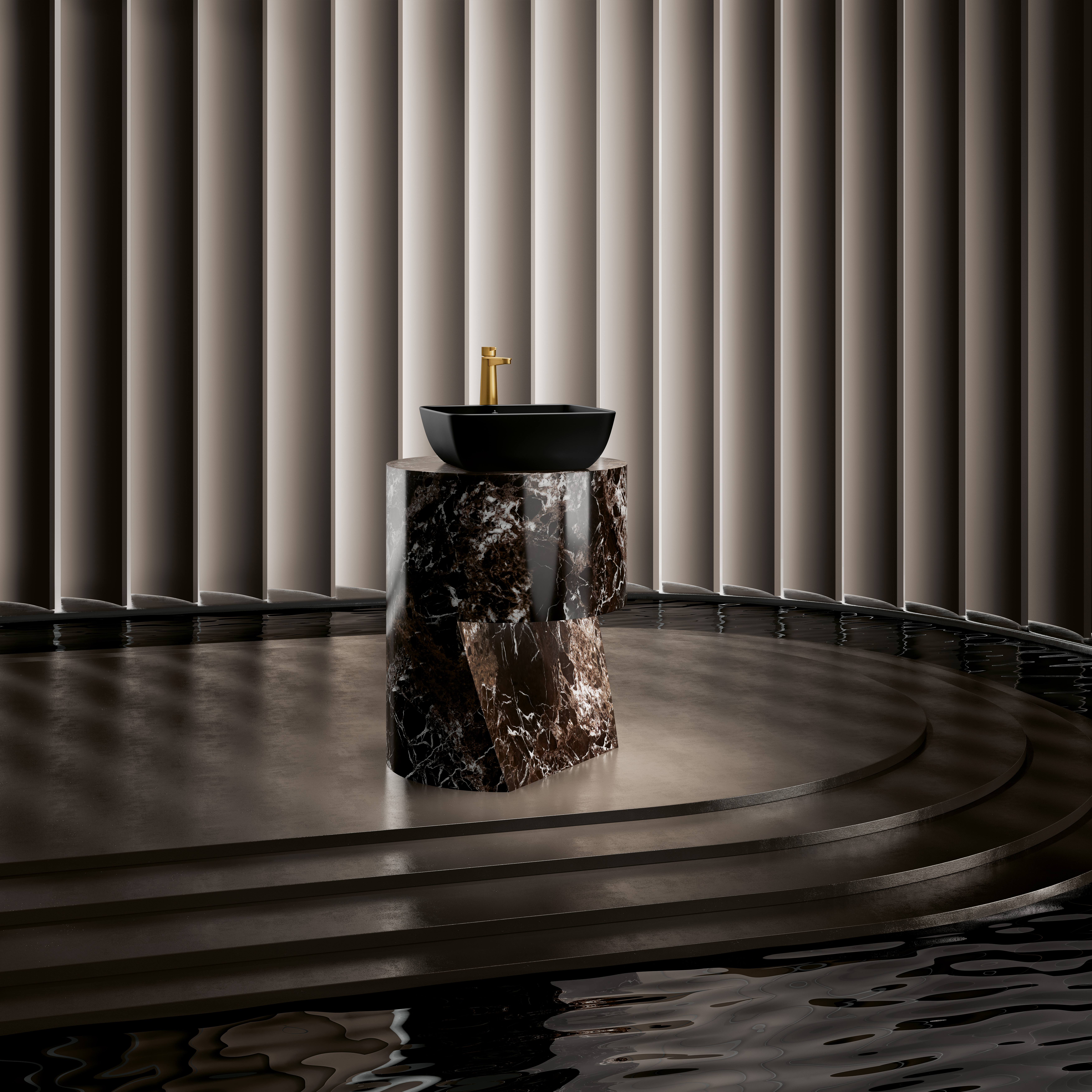 Artis Aufsatzwaschbecken, 410x410x130mm, ohne Überlauf, Pure Black CeramicPlus