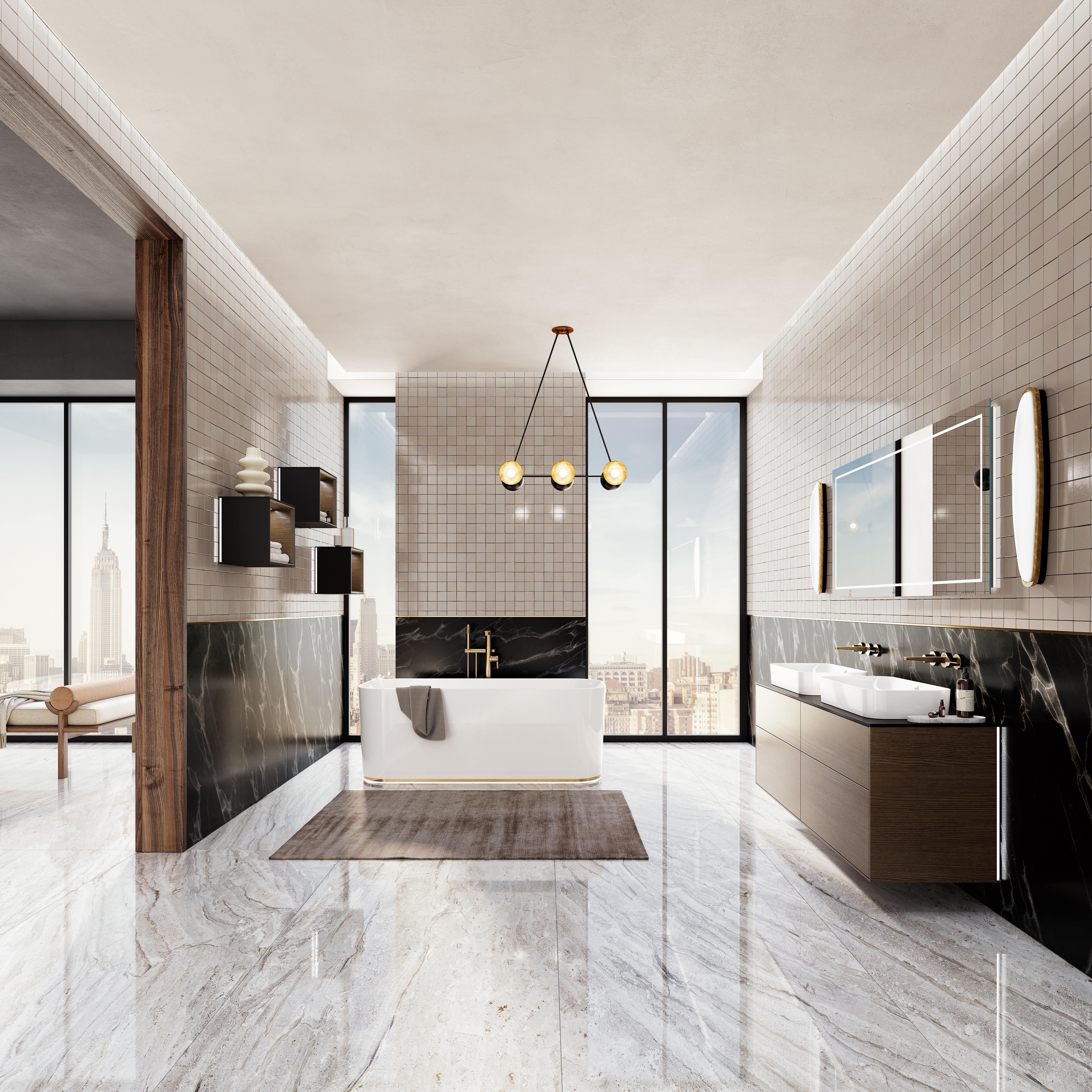 Finion Free-standing bath, 1700x700mm, Stone White