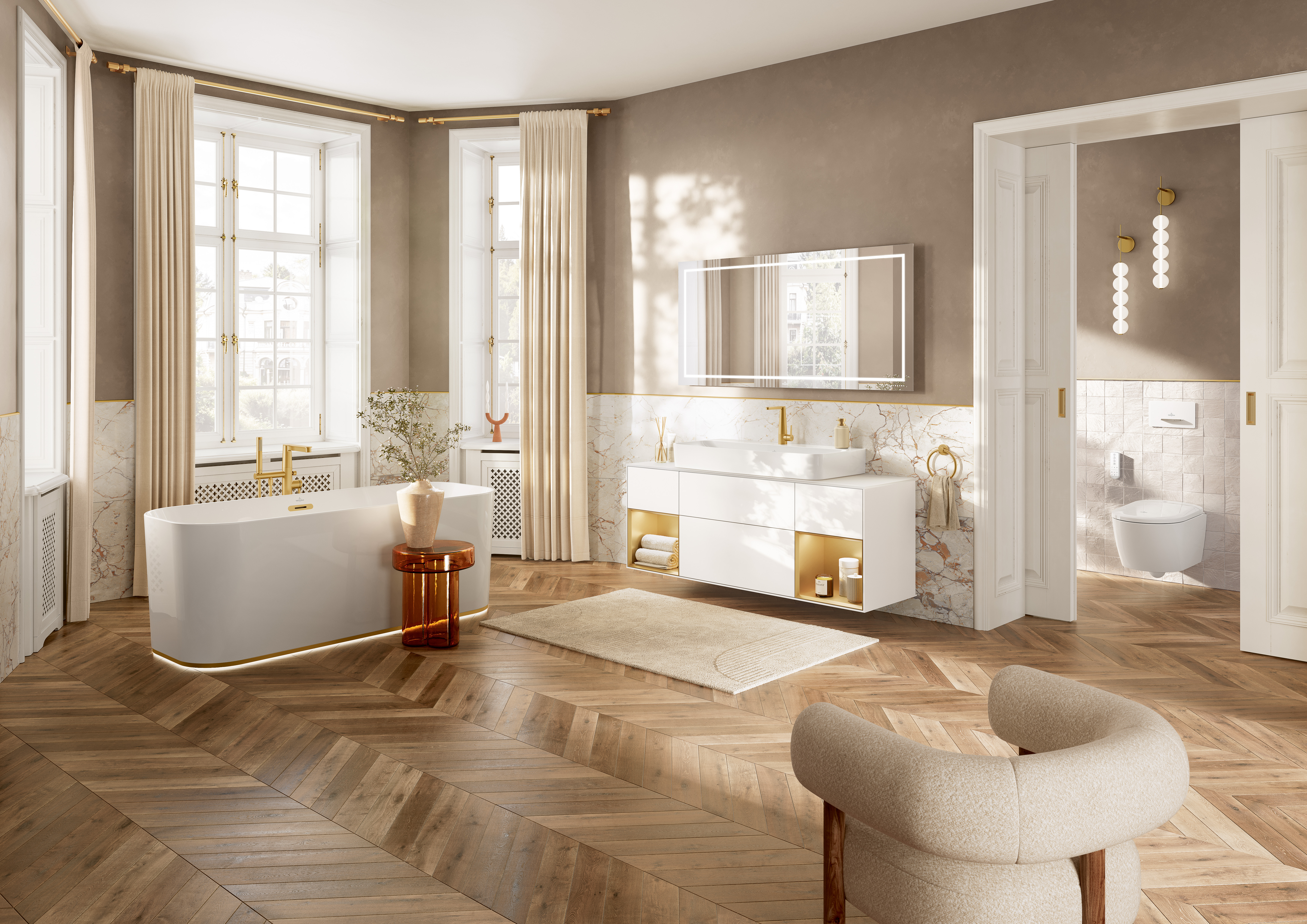 Elements - Tender Handtuchhalter, 164x32x185mm, Brushed Gold