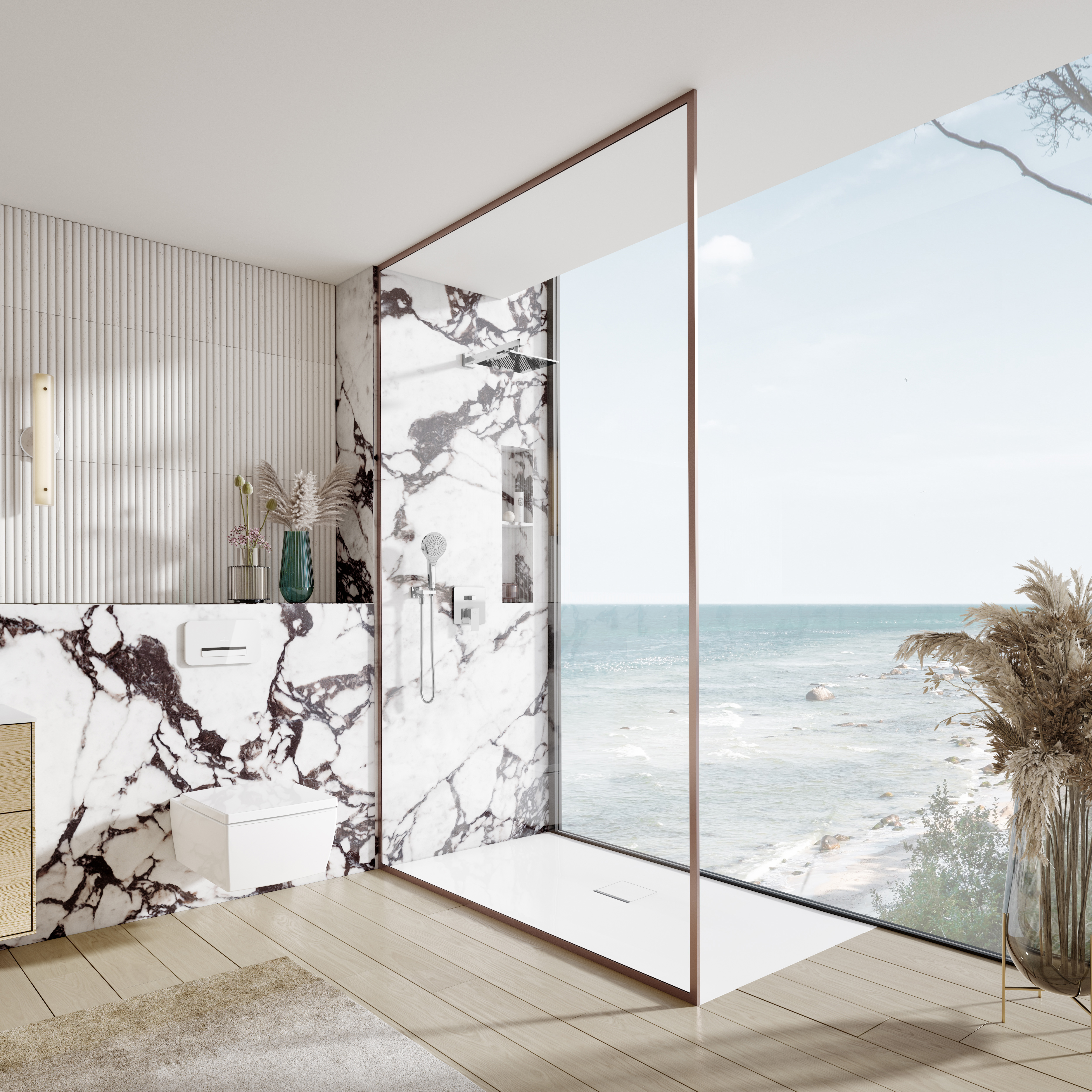 Squaro Infinity rechteckige Duschwanne, 1800x1000x40mm, Stone White