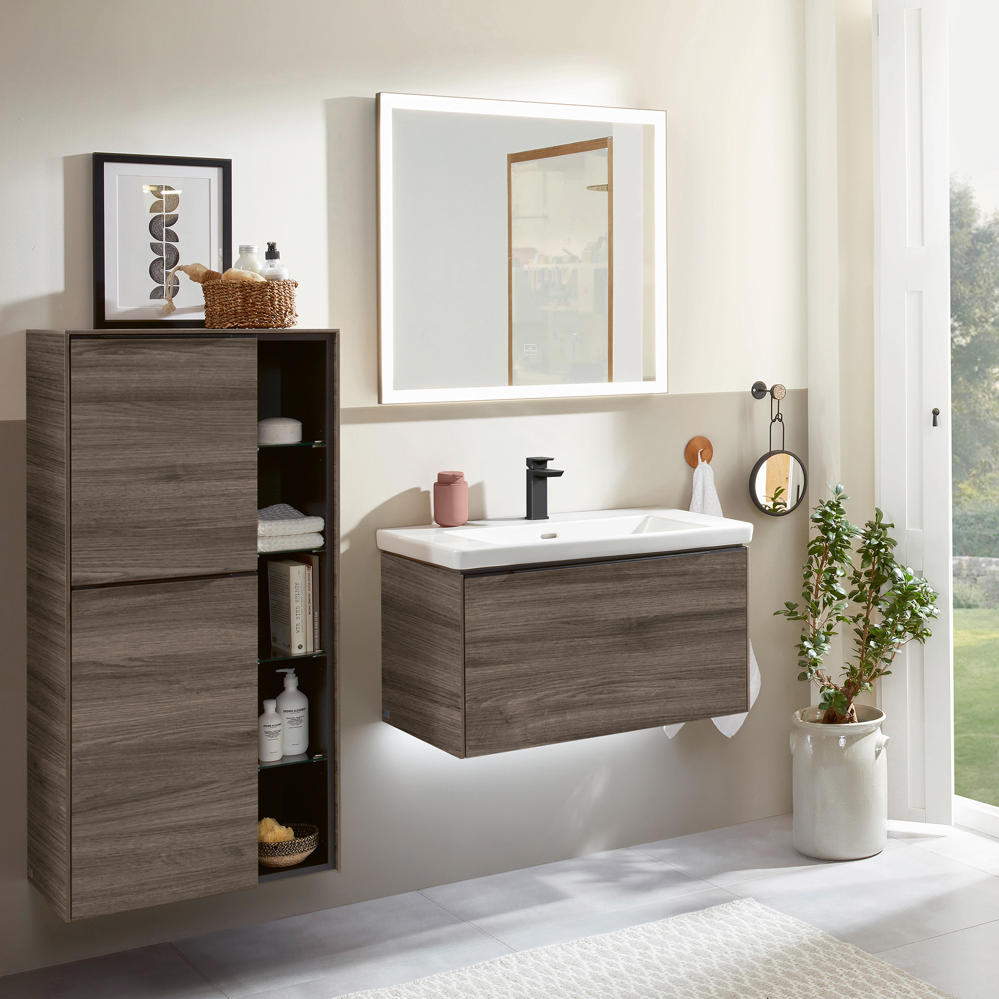 Subway 3.0 Medium-height cabinet, 2 doors, 574x1200x346mm, Body: Stone Oak, Front: Stone Oak