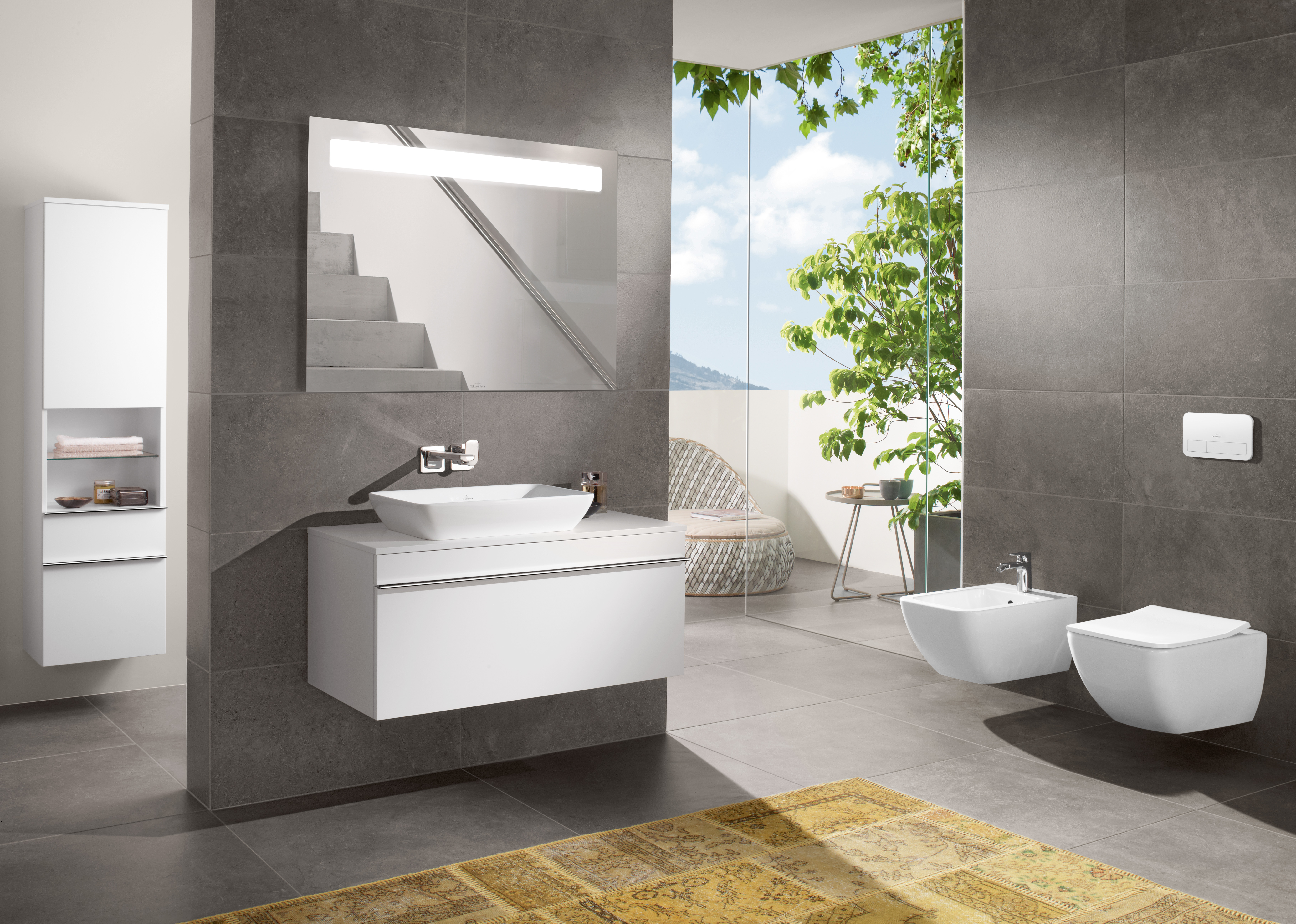 Venticello Semi-surface-mounted washbasin, 555x360x180mm, with overflow, White Alpin